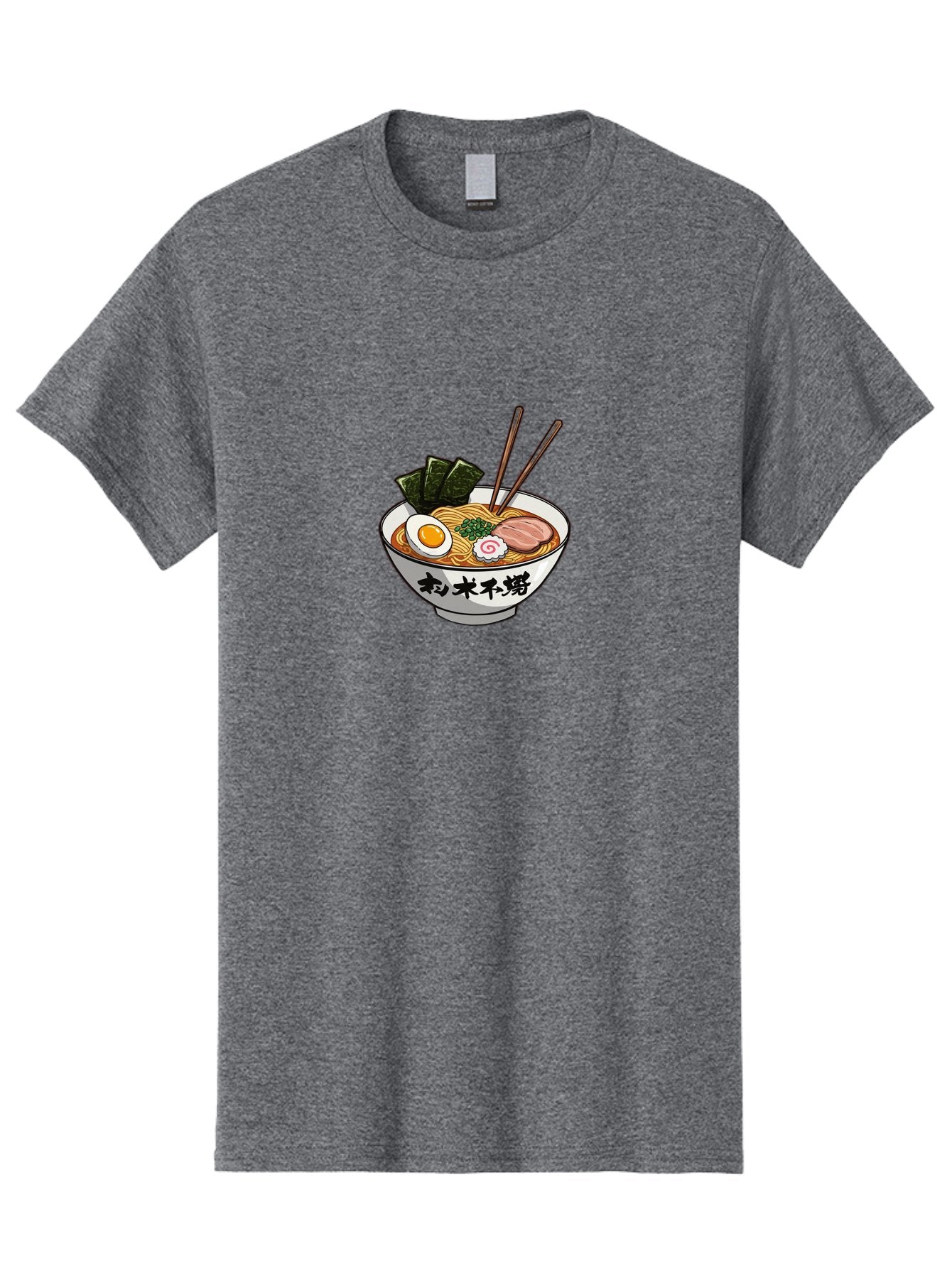 Ramen-8 Men'S Graphic Tee, 100% Cotton, Comfortable Casual Summer Wear, Machine Washable, Steaming Bowl Of Ramen, Boiled Egg, Pork Slice, Seaweed, Green Onions, Spiral Fish Cake, Chopsticks, Black Kanji On Bowl, Japanese Cuisine, Savory Broth, Bab288 5