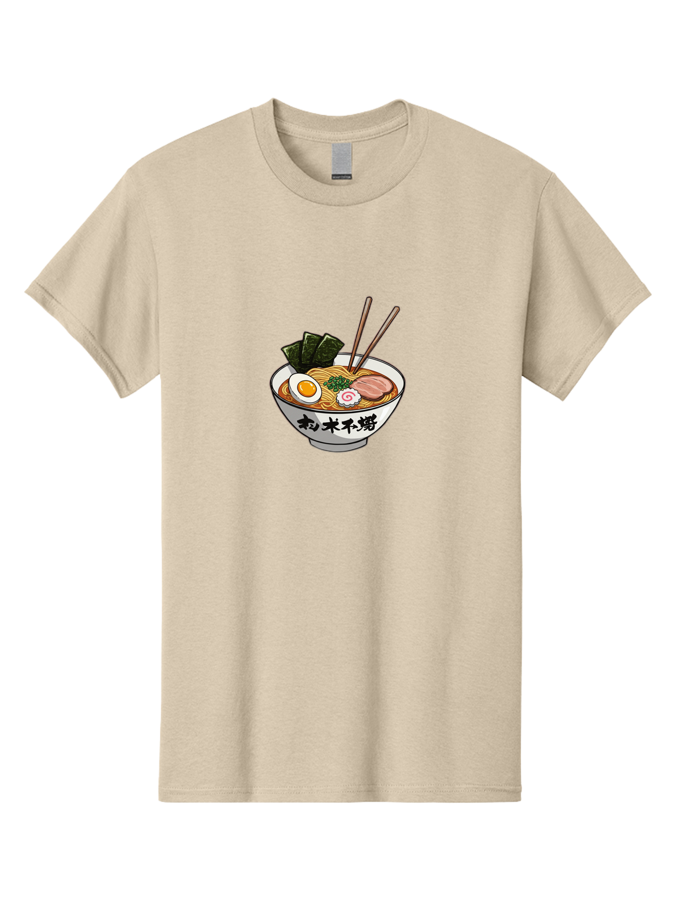 Ramen-8 Men'S Graphic Tee, 100% Cotton, Comfortable Casual Summer Wear, Machine Washable, Steaming Bowl Of Ramen, Boiled Egg, Pork Slice, Seaweed, Green Onions, Spiral Fish Cake, Chopsticks, Black Kanji On Bowl, Japanese Cuisine, Savory Broth, Bab288 13