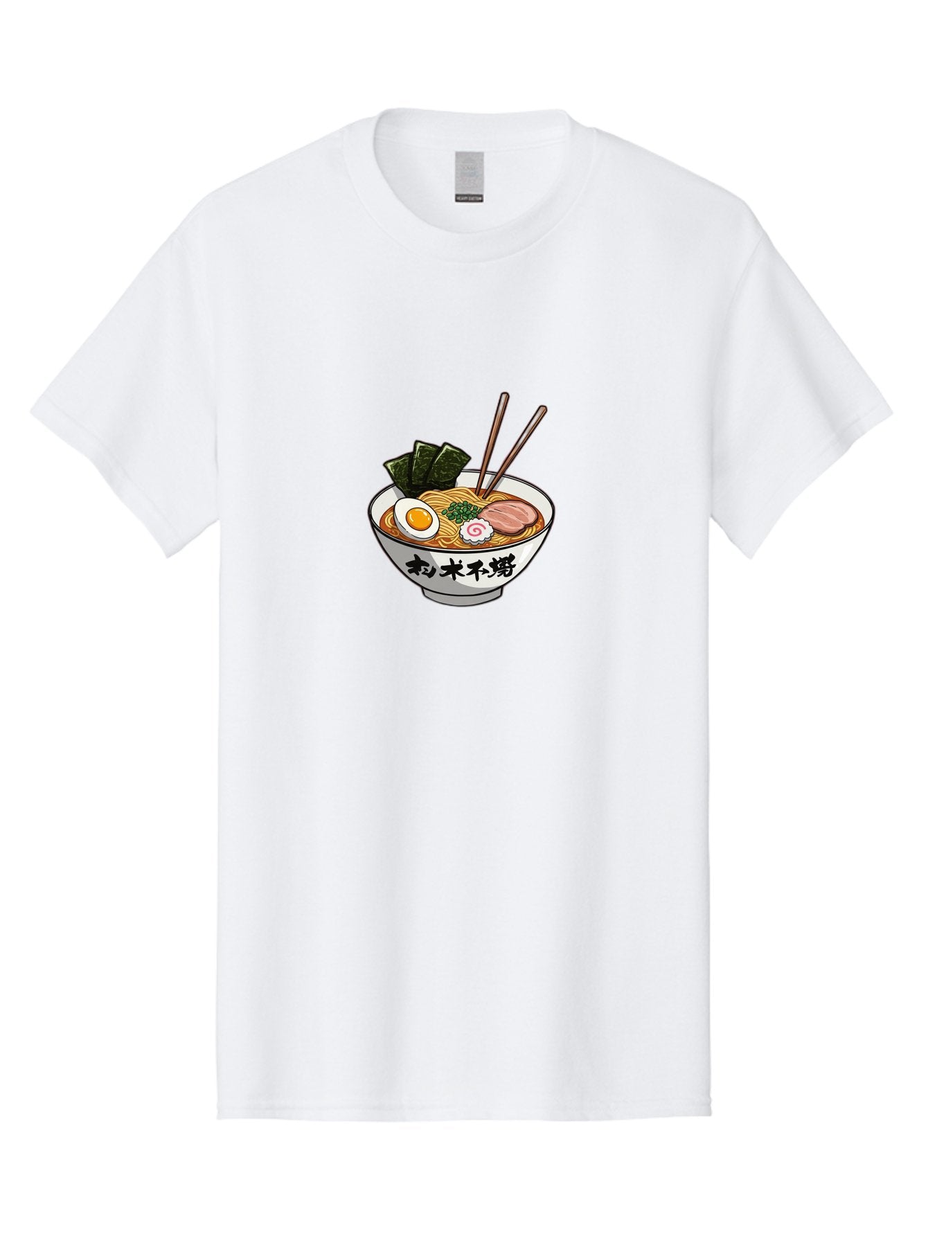 Ramen-8 Men'S Graphic Tee, 100% Cotton, Comfortable Casual Summer Wear, Machine Washable, Steaming Bowl Of Ramen, Boiled Egg, Pork Slice, Seaweed, Green Onions, Spiral Fish Cake, Chopsticks, Black Kanji On Bowl, Japanese Cuisine, Savory Broth, Bab288 14