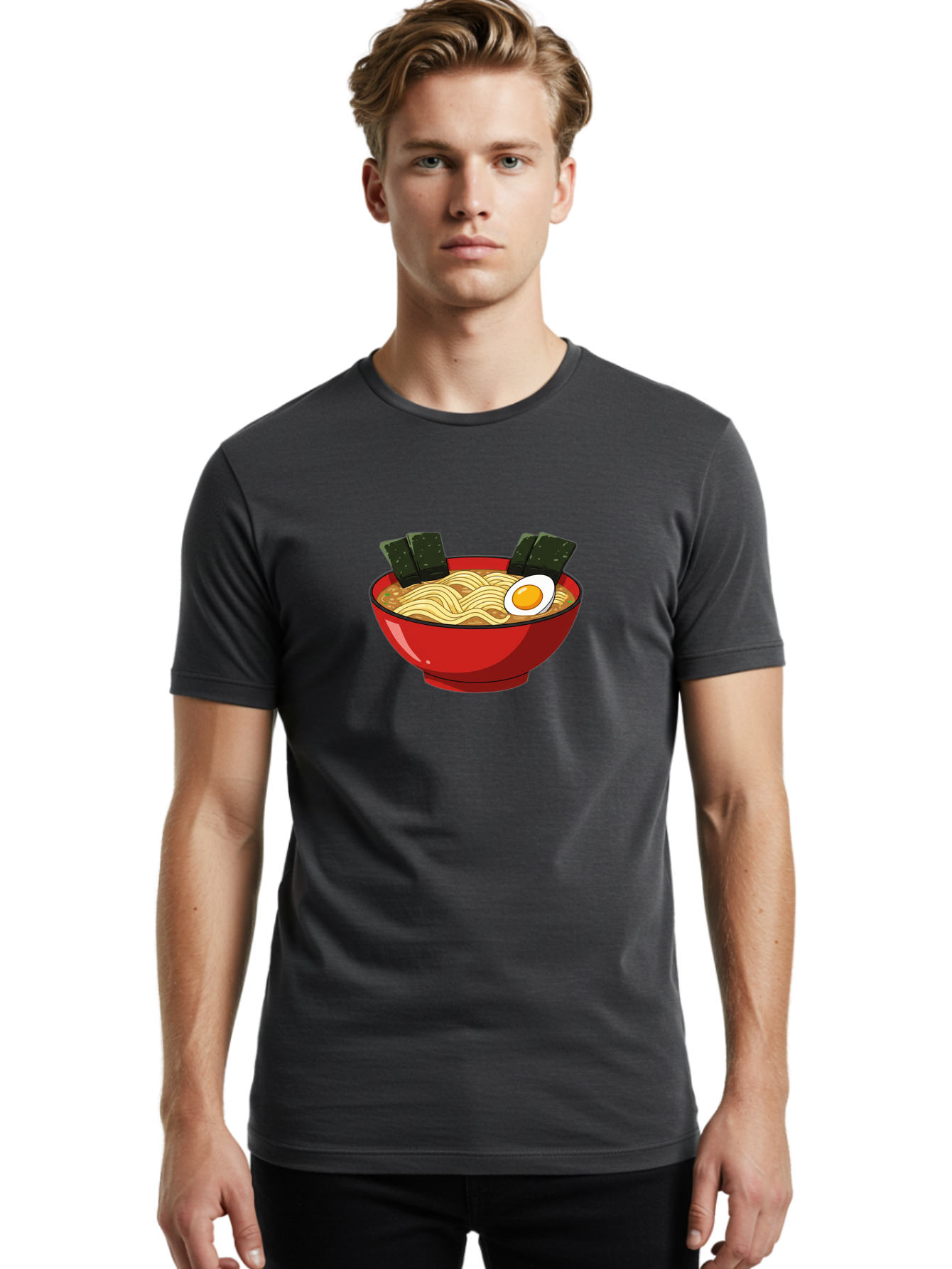 Ramen-9 Men'S Graphic Tee, 100% Cotton, Comfortable Casual Summer Wear, Machine Washable, Steaming Bowl Of Ramen, Savory Broth, Springy Noodles, Boiled Egg, Seaweed Strips, Japanese Cuisine, Comfort Food, Noodle Soup Bab289