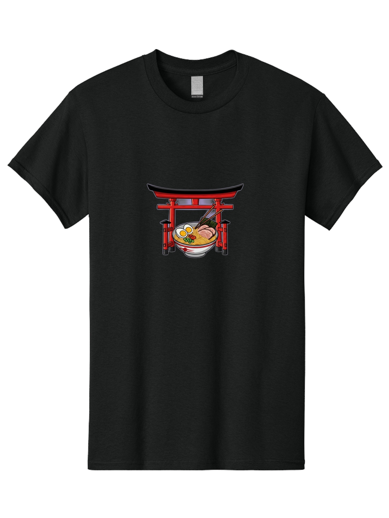 Ramen-And-Torii-Gate Men'S Graphic Tee, 100% Cotton, Comfortable Casual Summer Wear, Machine Washable, Japanese Ramen, Delicious Noodles, Savory Pork, Soft Boiled Egg, Torii Gate, Japanese Culture, Traditional Food, Asian Cuisine, Noodle Soup Bab290 13