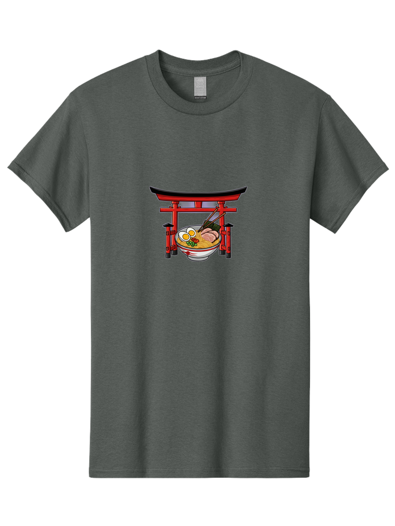 Ramen-And-Torii-Gate Men'S Graphic Tee, 100% Cotton, Comfortable Casual Summer Wear, Machine Washable, Japanese Ramen, Delicious Noodles, Savory Pork, Soft Boiled Egg, Torii Gate, Japanese Culture, Traditional Food, Asian Cuisine, Noodle Soup Bab290 19