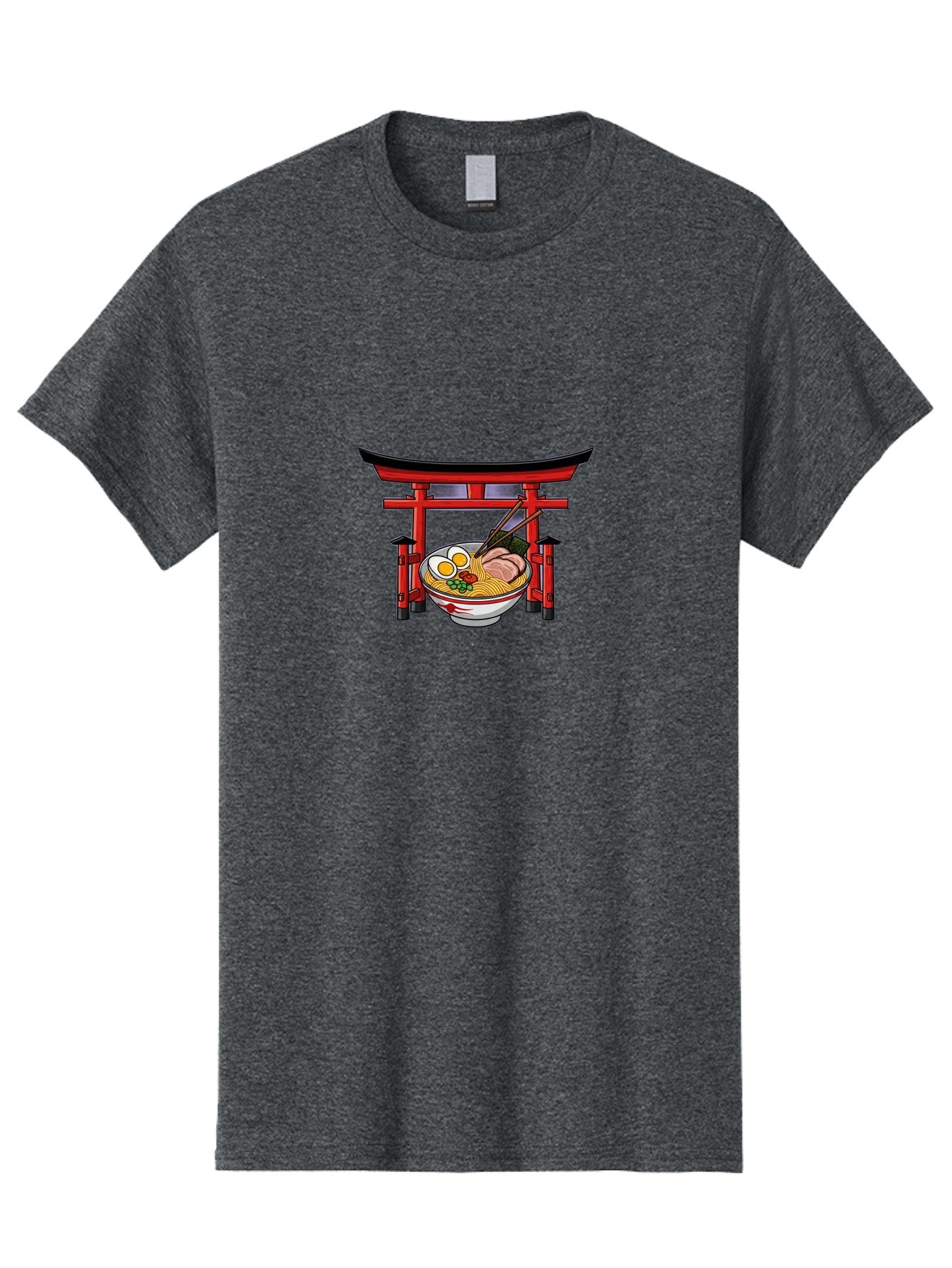 Ramen-And-Torii-Gate Men'S Graphic Tee, 100% Cotton, Comfortable Casual Summer Wear, Machine Washable, Japanese Ramen, Delicious Noodles, Savory Pork, Soft Boiled Egg, Torii Gate, Japanese Culture, Traditional Food, Asian Cuisine, Noodle Soup Bab290 11