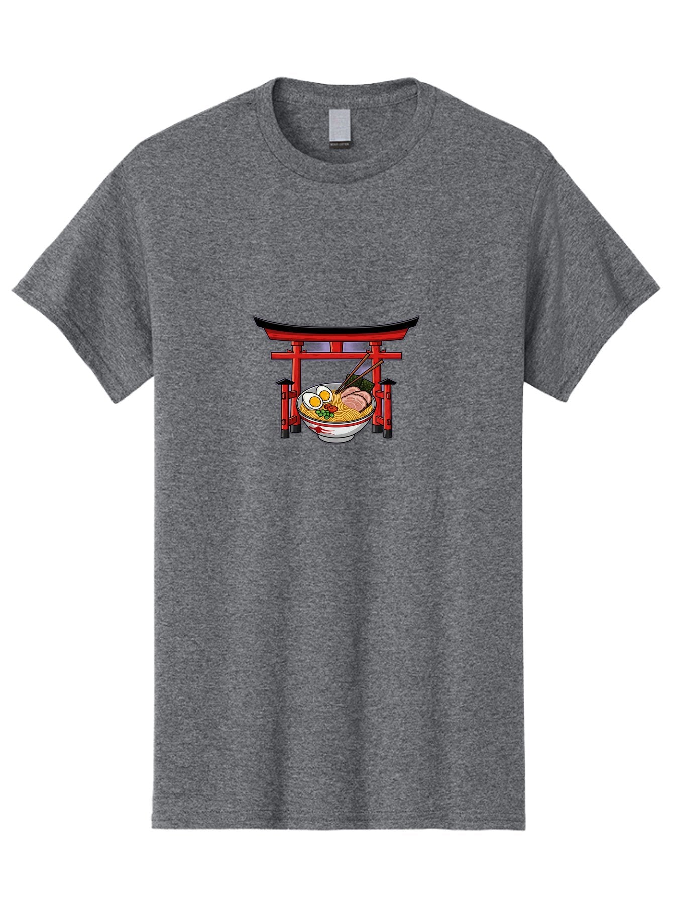 Ramen-And-Torii-Gate Men'S Graphic Tee, 100% Cotton, Comfortable Casual Summer Wear, Machine Washable, Japanese Ramen, Delicious Noodles, Savory Pork, Soft Boiled Egg, Torii Gate, Japanese Culture, Traditional Food, Asian Cuisine, Noodle Soup Bab290 3