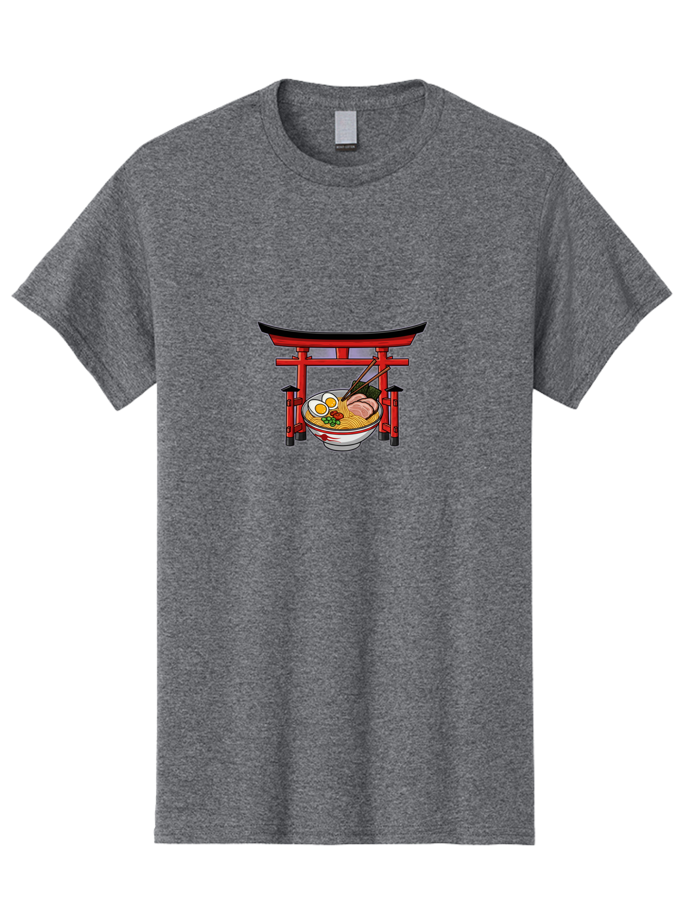 Ramen-And-Torii-Gate Men'S Graphic Tee, 100% Cotton, Comfortable Casual Summer Wear, Machine Washable, Japanese Ramen, Delicious Noodles, Savory Pork, Soft Boiled Egg, Torii Gate, Japanese Culture, Traditional Food, Asian Cuisine, Noodle Soup Bab290 17