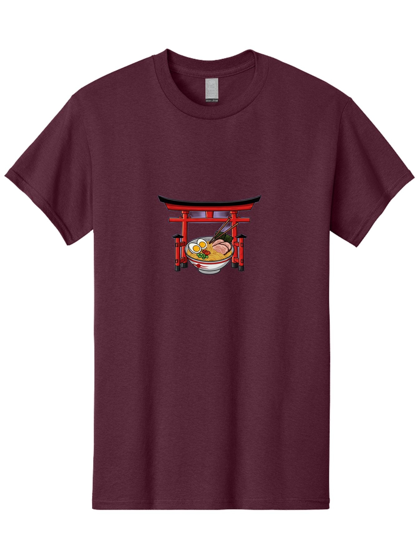 Ramen-And-Torii-Gate Men'S Graphic Tee, 100% Cotton, Comfortable Casual Summer Wear, Machine Washable, Japanese Ramen, Delicious Noodles, Savory Pork, Soft Boiled Egg, Torii Gate, Japanese Culture, Traditional Food, Asian Cuisine, Noodle Soup Bab290 8