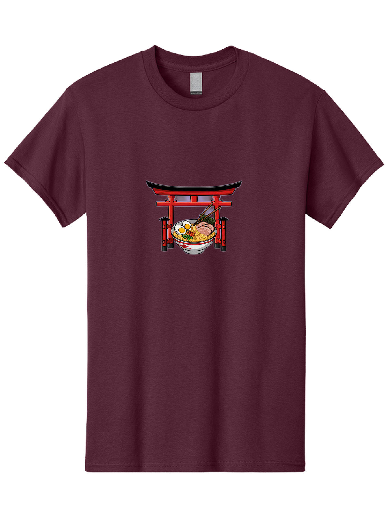 Ramen-And-Torii-Gate Men'S Graphic Tee, 100% Cotton, Comfortable Casual Summer Wear, Machine Washable, Japanese Ramen, Delicious Noodles, Savory Pork, Soft Boiled Egg, Torii Gate, Japanese Culture, Traditional Food, Asian Cuisine, Noodle Soup Bab290 11