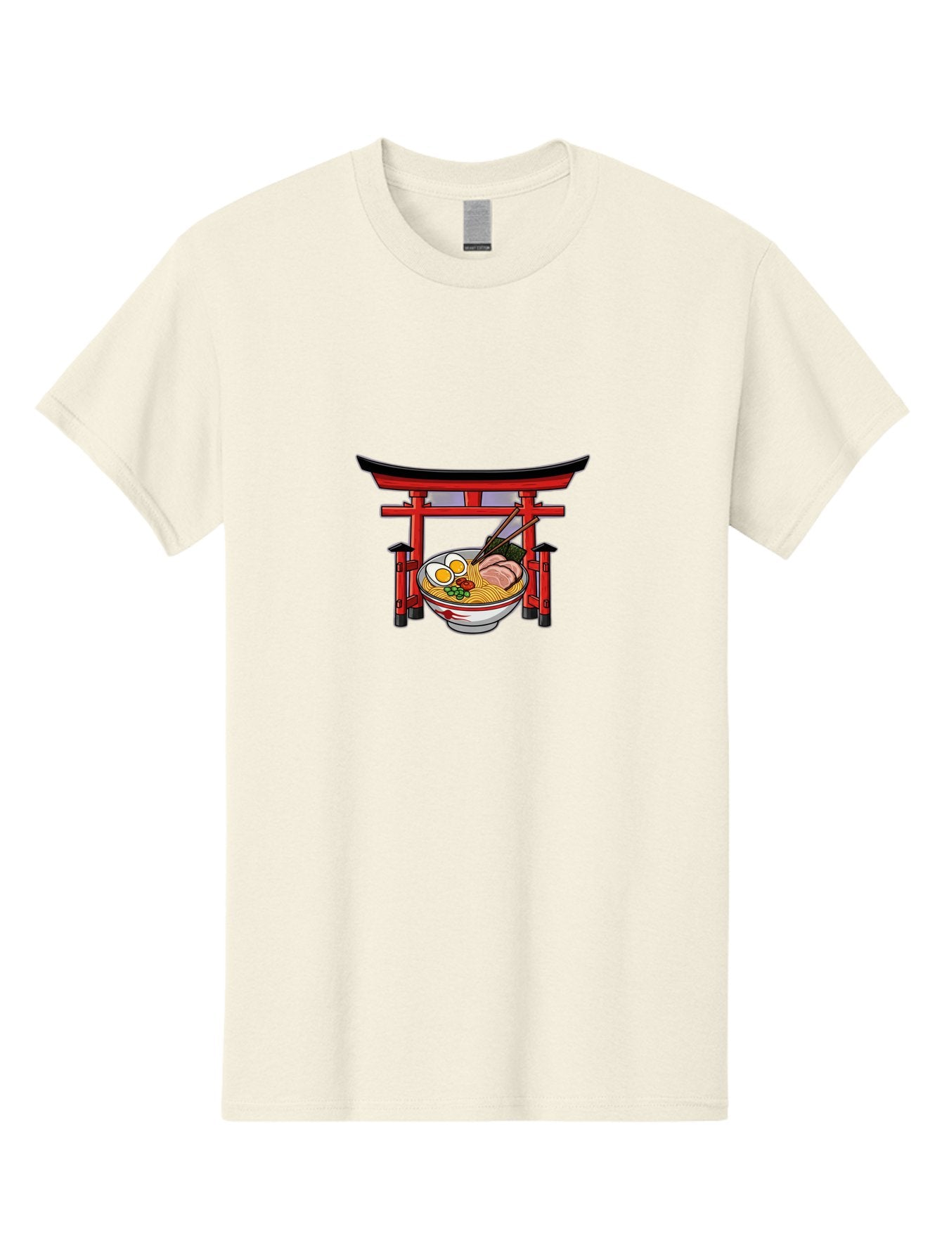 Ramen-And-Torii-Gate Men'S Graphic Tee, 100% Cotton, Comfortable Casual Summer Wear, Machine Washable, Japanese Ramen, Delicious Noodles, Savory Pork, Soft Boiled Egg, Torii Gate, Japanese Culture, Traditional Food, Asian Cuisine, Noodle Soup Bab290 12