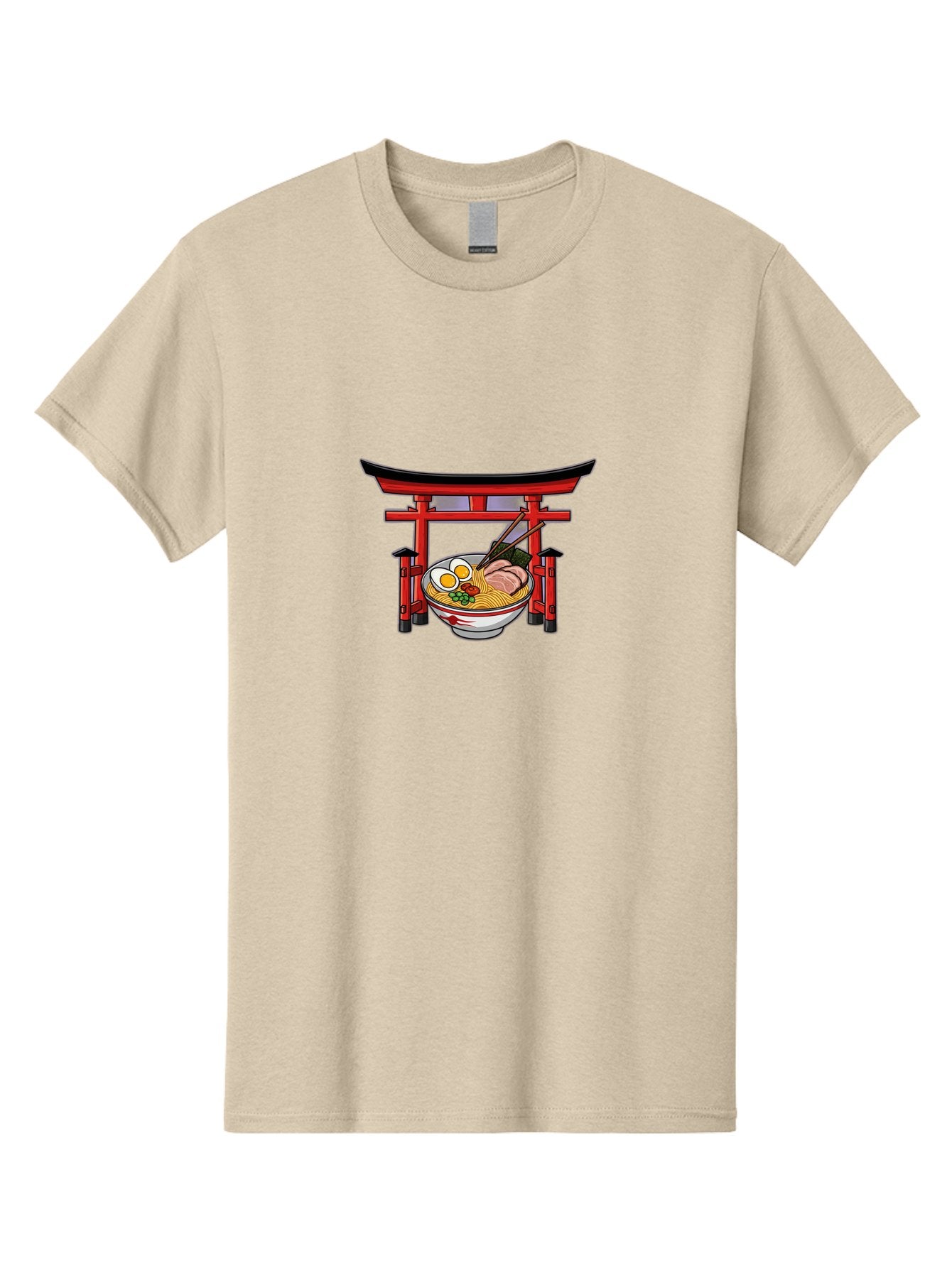 Ramen-And-Torii-Gate Men'S Graphic Tee, 100% Cotton, Comfortable Casual Summer Wear, Machine Washable, Japanese Ramen, Delicious Noodles, Savory Pork, Soft Boiled Egg, Torii Gate, Japanese Culture, Traditional Food, Asian Cuisine, Noodle Soup Bab290 15
