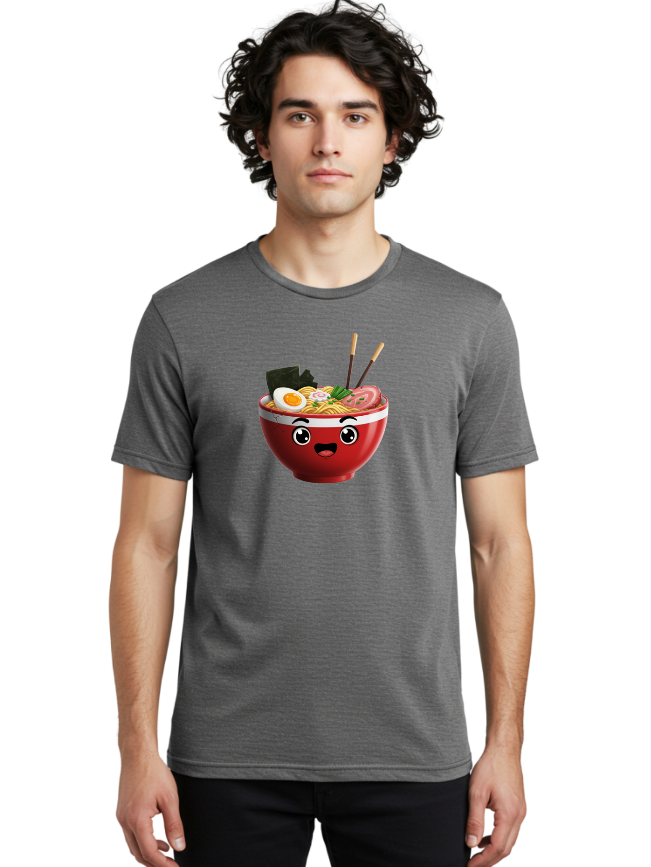 Ramen-Bowl-1 Men'S Graphic Tee, 100% Cotton, Comfortable Casual Summer Wear, Machine Washable, Cartoon Ramen, Steaming Hot Noodles, Sliced Pork, Boiled Egg, Seaweed, Chopsticks, Kawaii Food, Japanese Cuisine, Animated Meal, Fun Illustration, Bab291 8