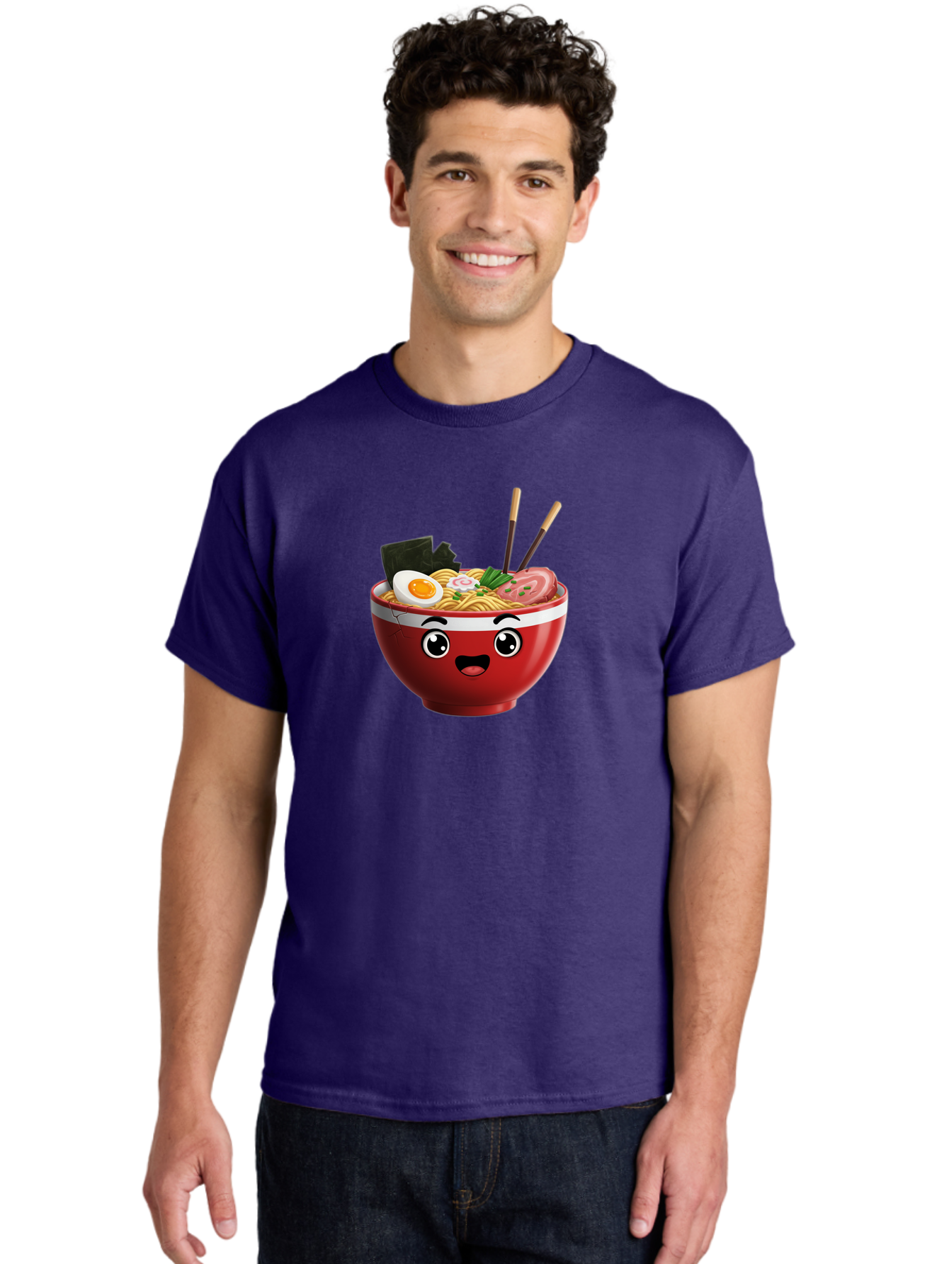 Ramen-Bowl-1 Men'S Graphic Tee, 100% Cotton, Comfortable Casual Summer Wear, Machine Washable, Cartoon Ramen, Steaming Hot Noodles, Sliced Pork, Boiled Egg, Seaweed, Chopsticks, Kawaii Food, Japanese Cuisine, Animated Meal, Fun Illustration, Bab291 12