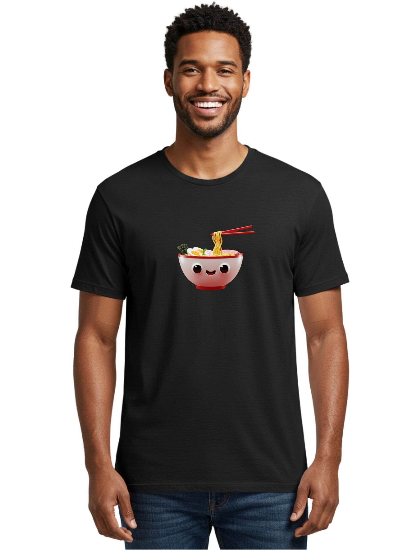 Ramen-Bowl-2 Men'S Graphic Tee, 100% Cotton, Comfortable Casual Summer Wear, Machine Washable, Delicious Ramen, Steaming Hot Noodles, Sliced Egg, Savory Broth, Food Art, Kawaii Culture, Cute Character, Japanese Cuisine, Tasty Meal, Bab292 20