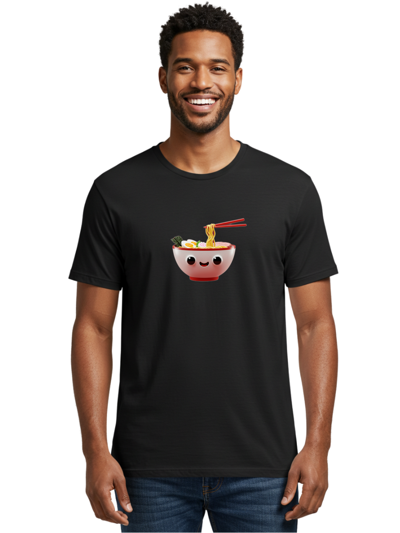 Ramen-Bowl-2 Men'S Graphic Tee, 100% Cotton, Comfortable Casual Summer Wear, Machine Washable, Delicious Ramen, Steaming Hot Noodles, Sliced Egg, Savory Broth, Food Art, Kawaii Culture, Cute Character, Japanese Cuisine, Tasty Meal, Bab292 30