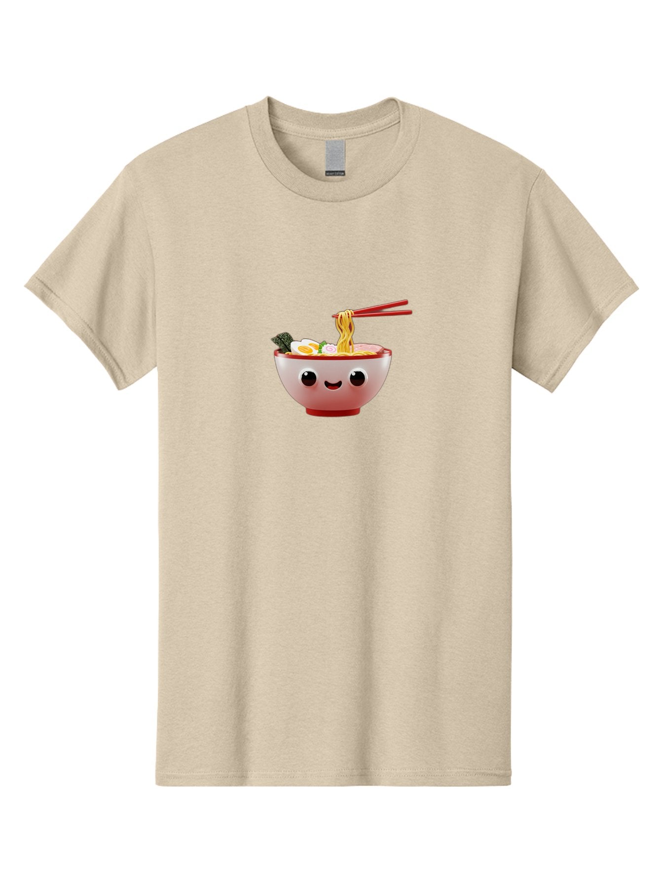 Ramen-Bowl-2 Men'S Graphic Tee, 100% Cotton, Comfortable Casual Summer Wear, Machine Washable, Delicious Ramen, Steaming Hot Noodles, Sliced Egg, Savory Broth, Food Art, Kawaii Culture, Cute Character, Japanese Cuisine, Tasty Meal, Bab292
