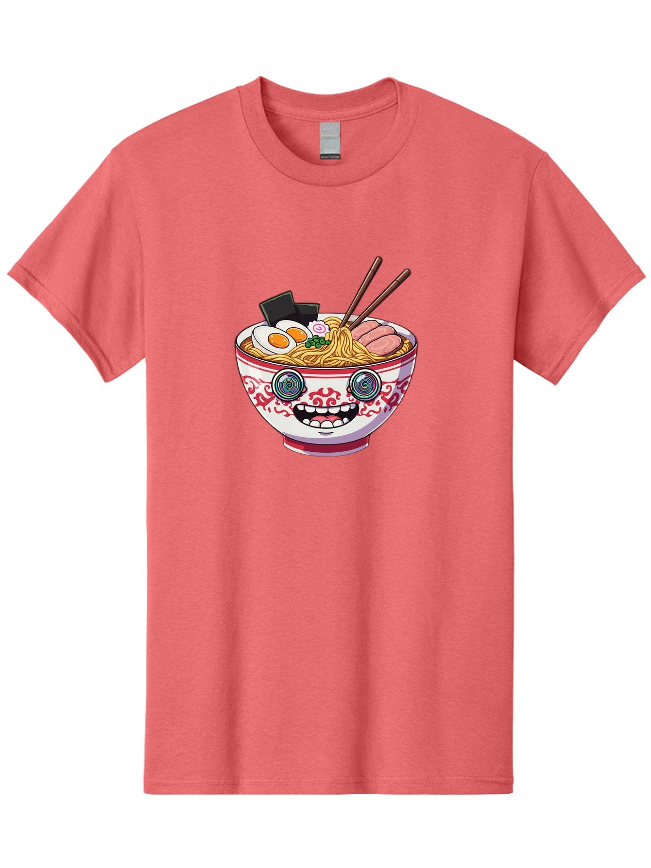 Ramen-Bowl-3 Men'S Graphic Tee, 100% Cotton, Comfortable Casual Summer Wear, Machine Washable, Cartoon Ramen, Bowl Of Noodles, Japanese Food, Noodle Soup, Eggs, Meat, Chopsticks, Kawaii Style, Anime-Inspired, Food Illustration, Colorful Dish, Bab293 10