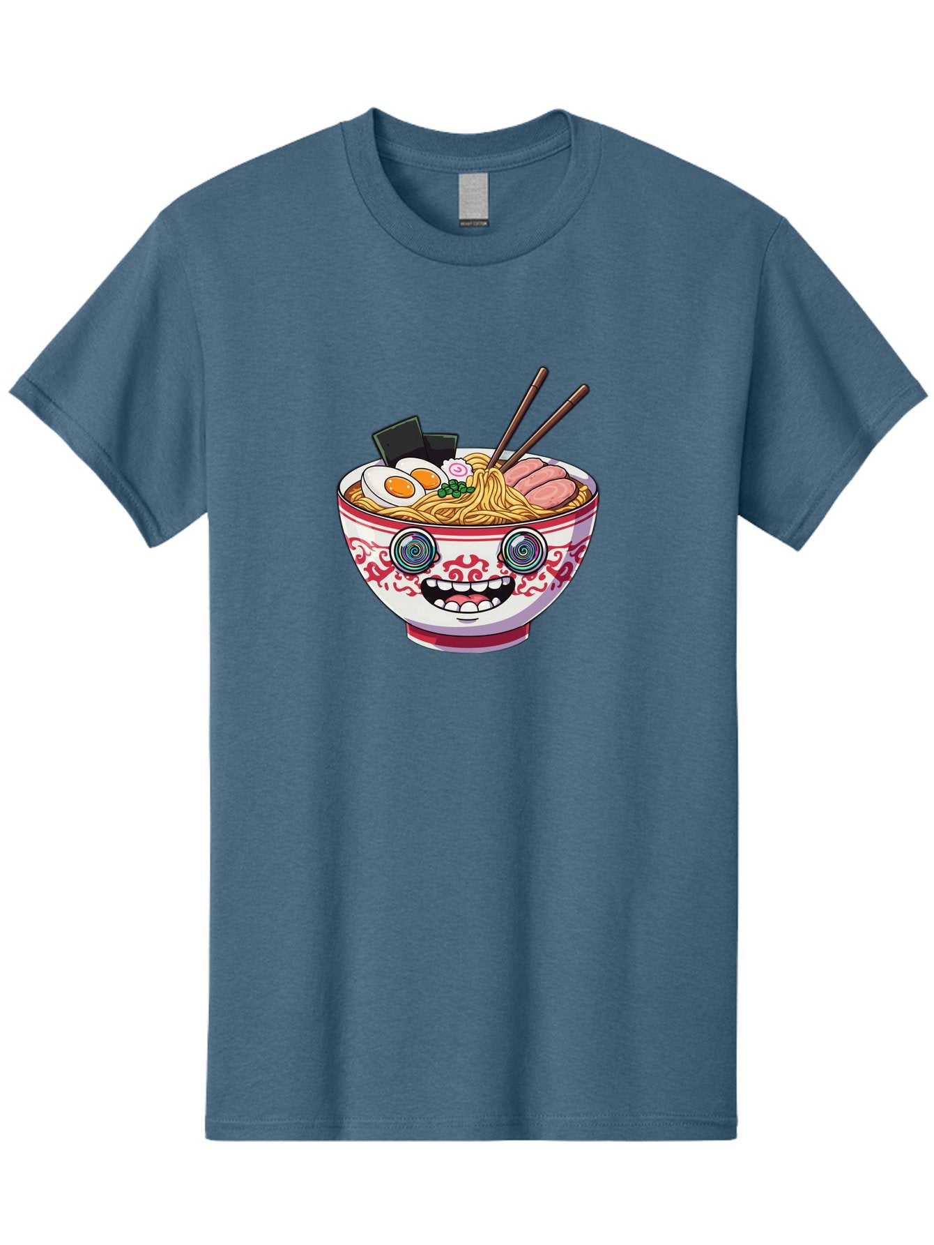 Ramen-Bowl-3 Men'S Graphic Tee, 100% Cotton, Comfortable Casual Summer Wear, Machine Washable, Cartoon Ramen, Bowl Of Noodles, Japanese Food, Noodle Soup, Eggs, Meat, Chopsticks, Kawaii Style, Anime-Inspired, Food Illustration, Colorful Dish, Bab293 12