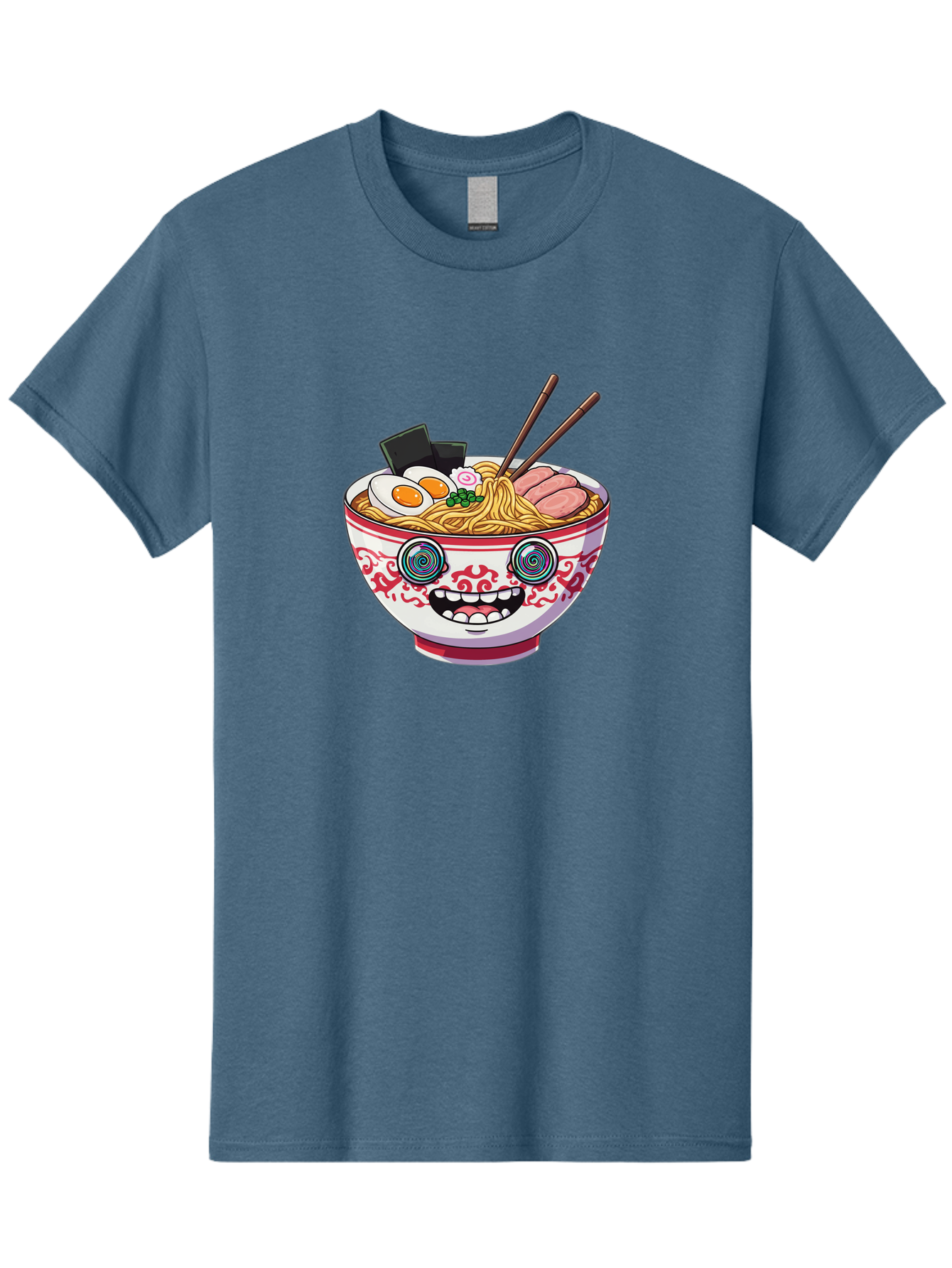 Ramen-Bowl-3 Men'S Graphic Tee, 100% Cotton, Comfortable Casual Summer Wear, Machine Washable, Cartoon Ramen, Bowl Of Noodles, Japanese Food, Noodle Soup, Eggs, Meat, Chopsticks, Kawaii Style, Anime-Inspired, Food Illustration, Colorful Dish, Bab293 5