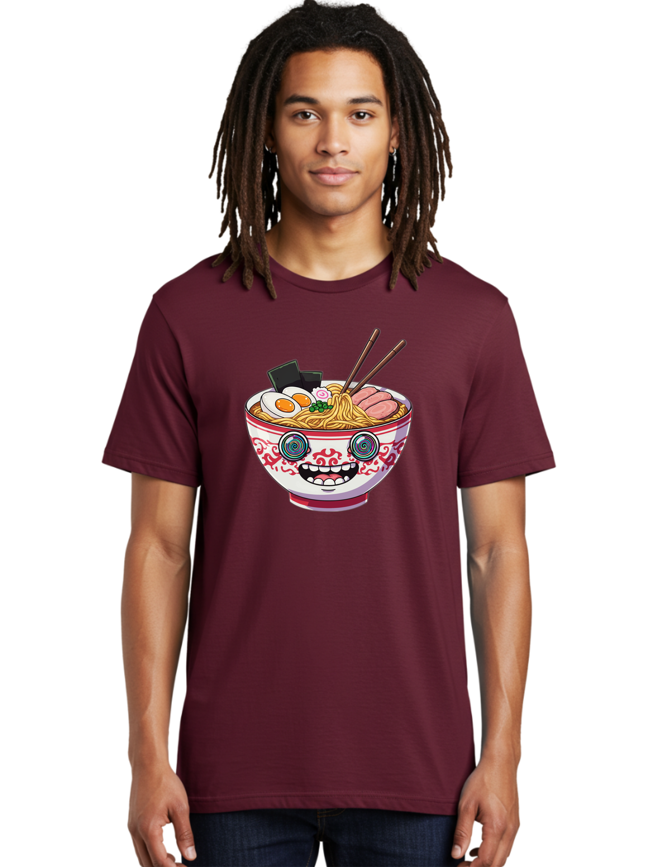 Ramen-Bowl-3 Men'S Graphic Tee, 100% Cotton, Comfortable Casual Summer Wear, Machine Washable, Cartoon Ramen, Bowl Of Noodles, Japanese Food, Noodle Soup, Eggs, Meat, Chopsticks, Kawaii Style, Anime-Inspired, Food Illustration, Colorful Dish, Bab293 20