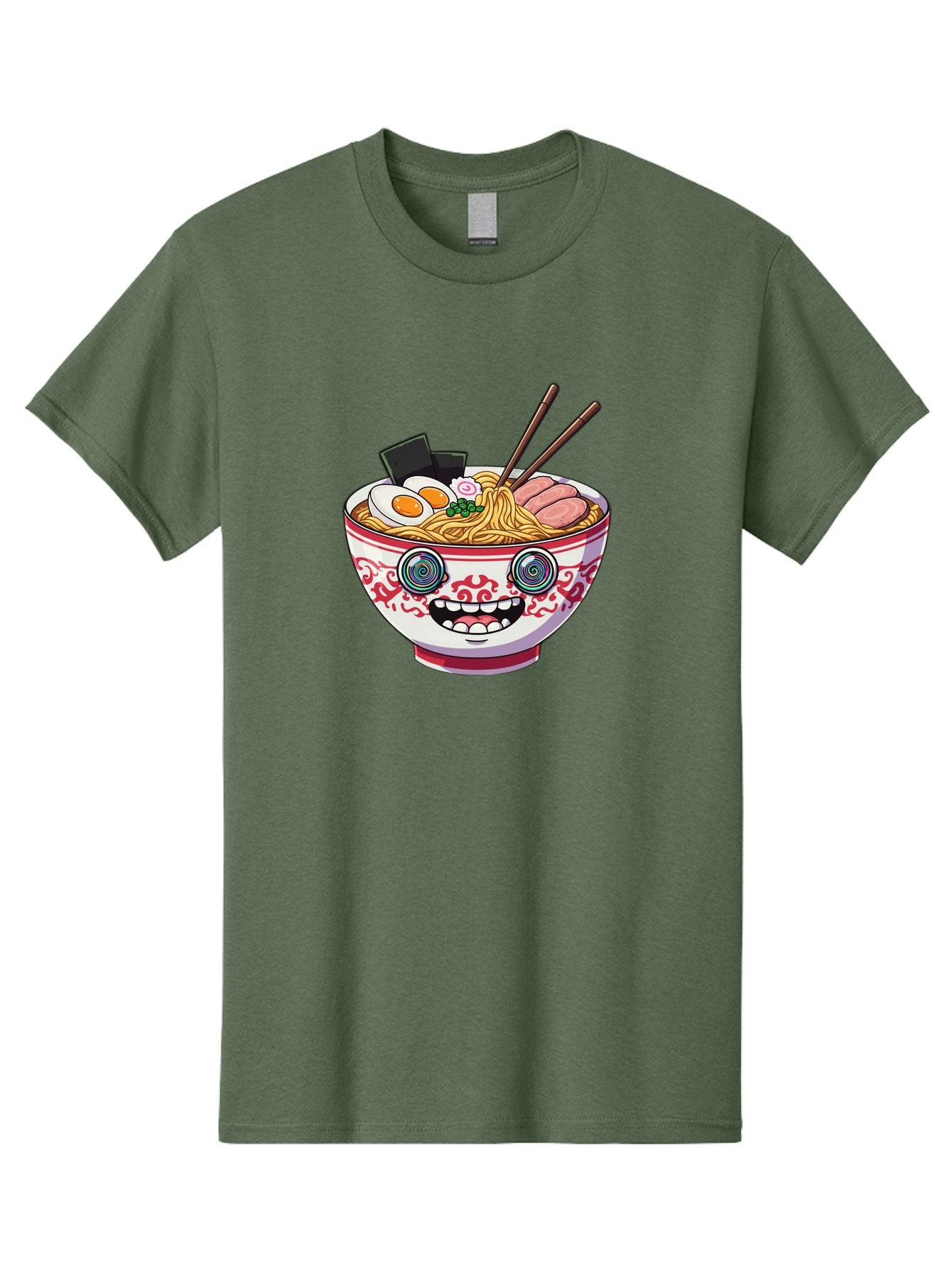 Ramen-Bowl-3 Men'S Graphic Tee, 100% Cotton, Comfortable Casual Summer Wear, Machine Washable, Cartoon Ramen, Bowl Of Noodles, Japanese Food, Noodle Soup, Eggs, Meat, Chopsticks, Kawaii Style, Anime-Inspired, Food Illustration, Colorful Dish, Bab293 8