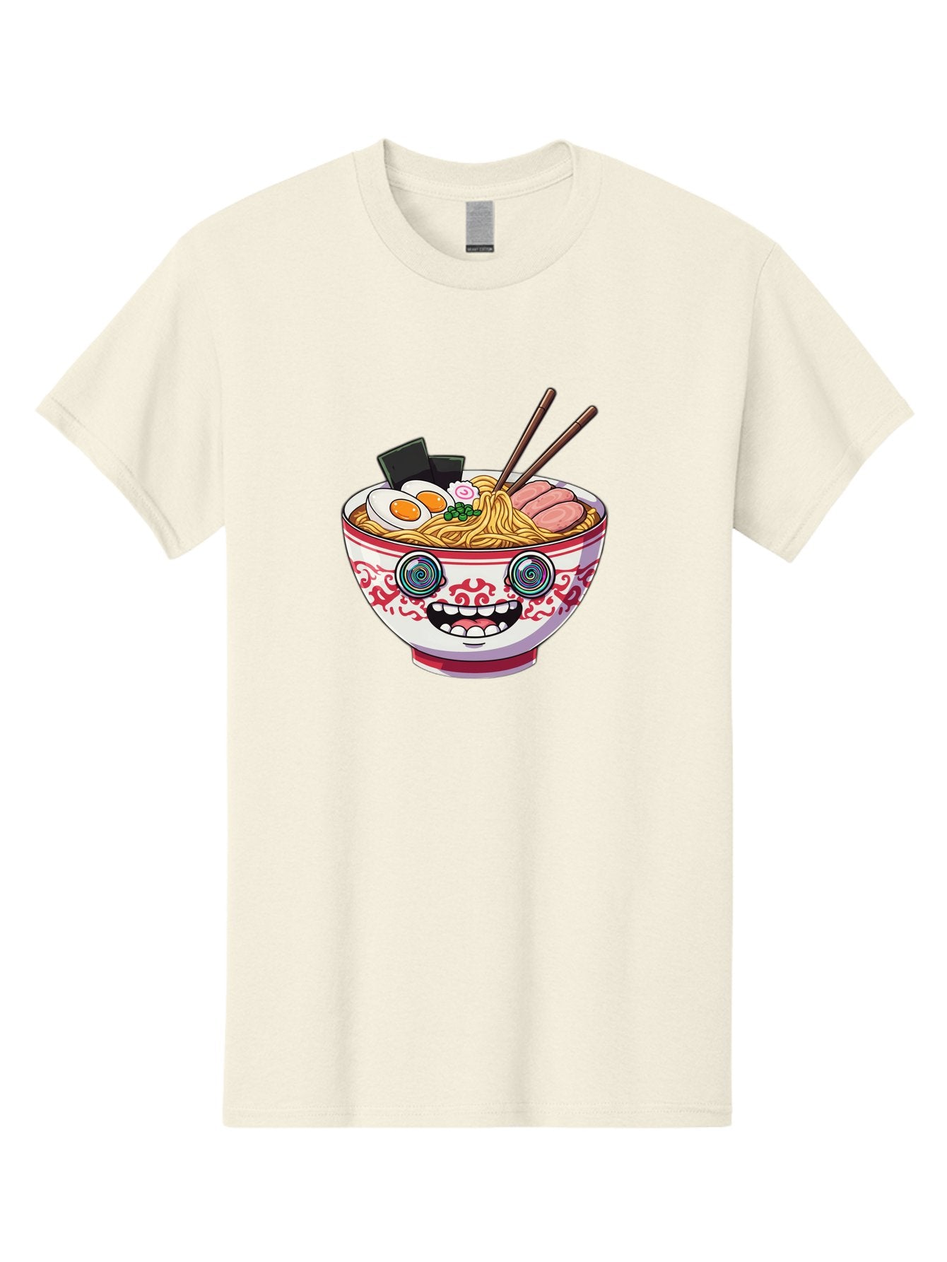 Ramen-Bowl-3 Men'S Graphic Tee, 100% Cotton, Comfortable Casual Summer Wear, Machine Washable, Cartoon Ramen, Bowl Of Noodles, Japanese Food, Noodle Soup, Eggs, Meat, Chopsticks, Kawaii Style, Anime-Inspired, Food Illustration, Colorful Dish, Bab293 15