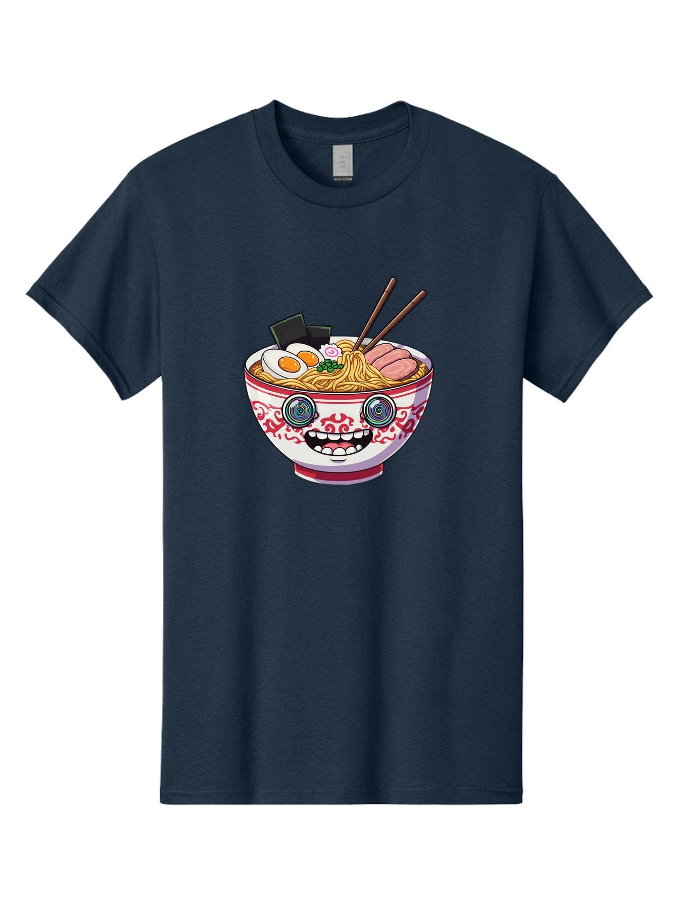 Ramen-Bowl-3 Men'S Graphic Tee, 100% Cotton, Comfortable Casual Summer Wear, Machine Washable, Cartoon Ramen, Bowl Of Noodles, Japanese Food, Noodle Soup, Eggs, Meat, Chopsticks, Kawaii Style, Anime-Inspired, Food Illustration, Colorful Dish, Bab293 9