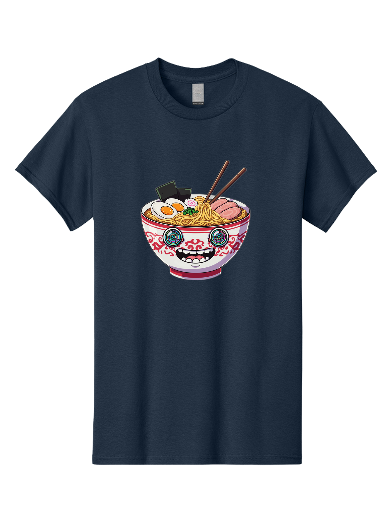 Ramen-Bowl-3 Men'S Graphic Tee, 100% Cotton, Comfortable Casual Summer Wear, Machine Washable, Cartoon Ramen, Bowl Of Noodles, Japanese Food, Noodle Soup, Eggs, Meat, Chopsticks, Kawaii Style, Anime-Inspired, Food Illustration, Colorful Dish, Bab293 9