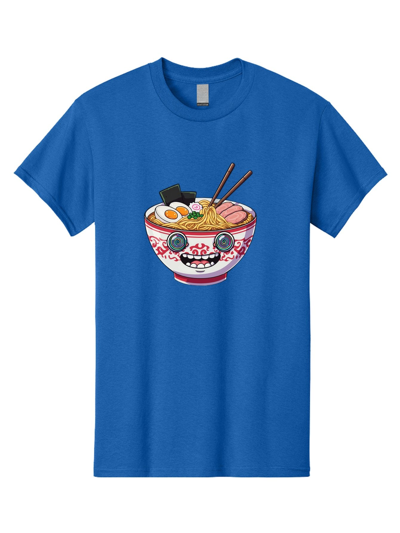 Ramen-Bowl-3 Men'S Graphic Tee, 100% Cotton, Comfortable Casual Summer Wear, Machine Washable, Cartoon Ramen, Bowl Of Noodles, Japanese Food, Noodle Soup, Eggs, Meat, Chopsticks, Kawaii Style, Anime-Inspired, Food Illustration, Colorful Dish, Bab293 6