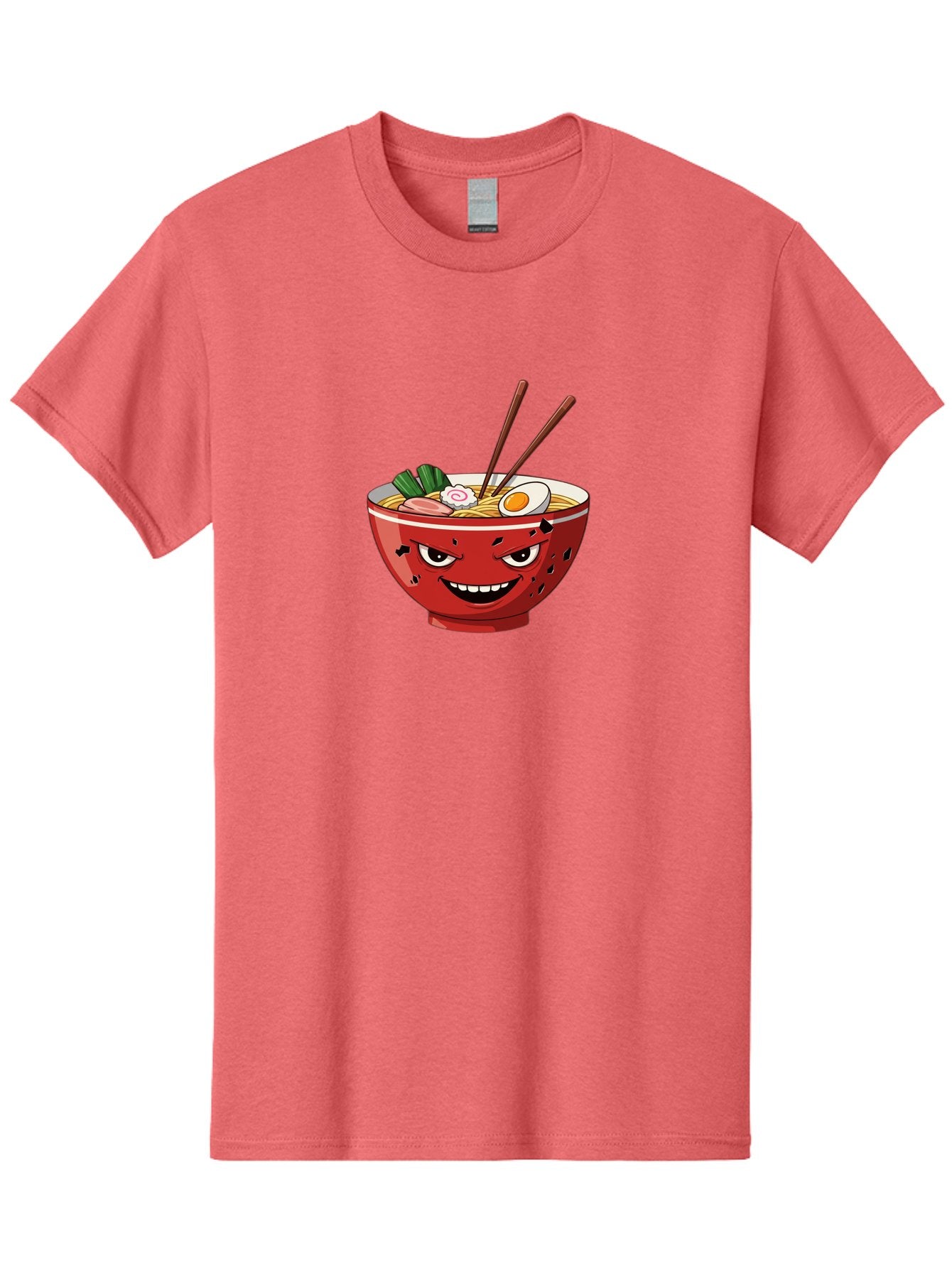 Ramen-Bowl-4 Men'S Graphic Tee, 100% Cotton, Comfortable Casual Summer Wear, Machine Washable, Ramen Bowl, Noodle Soup, Angry Face, Chopsticks, Boiled Egg, Sliced Pork, Green Onions, Cartoon Style, Kawaii, Japanese Cuisine, Comic Character Bab294 11