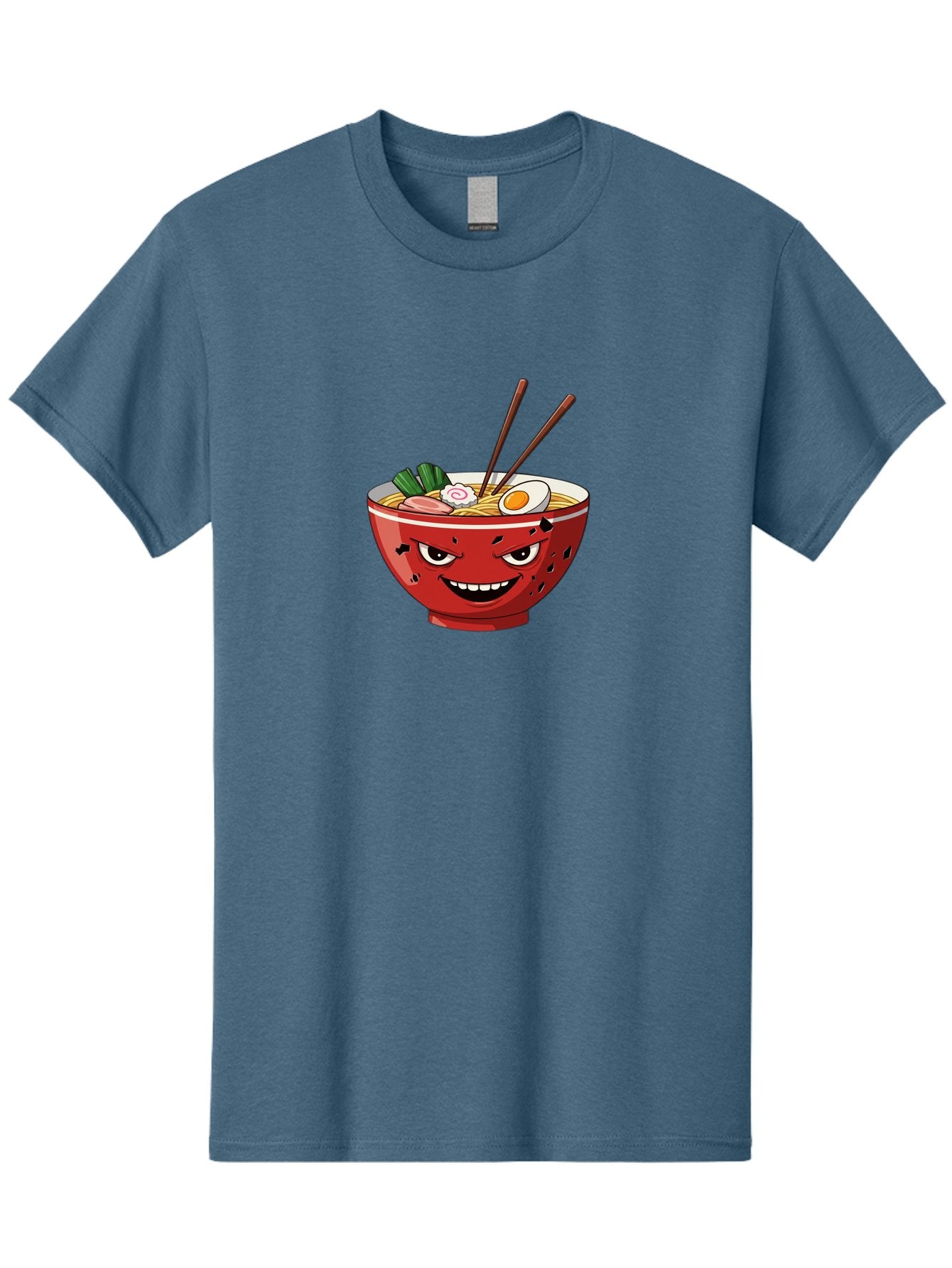 Ramen-Bowl-4 Men'S Graphic Tee, 100% Cotton, Comfortable Casual Summer Wear, Machine Washable, Ramen Bowl, Noodle Soup, Angry Face, Chopsticks, Boiled Egg, Sliced Pork, Green Onions, Cartoon Style, Kawaii, Japanese Cuisine, Comic Character Bab294 13