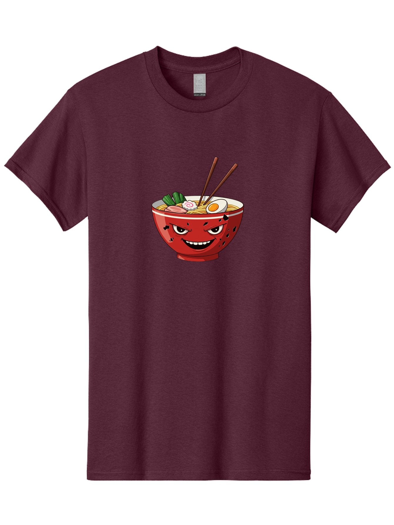 Ramen-Bowl-4 Men'S Graphic Tee, 100% Cotton, Comfortable Casual Summer Wear, Machine Washable, Ramen Bowl, Noodle Soup, Angry Face, Chopsticks, Boiled Egg, Sliced Pork, Green Onions, Cartoon Style, Kawaii, Japanese Cuisine, Comic Character Bab294 6