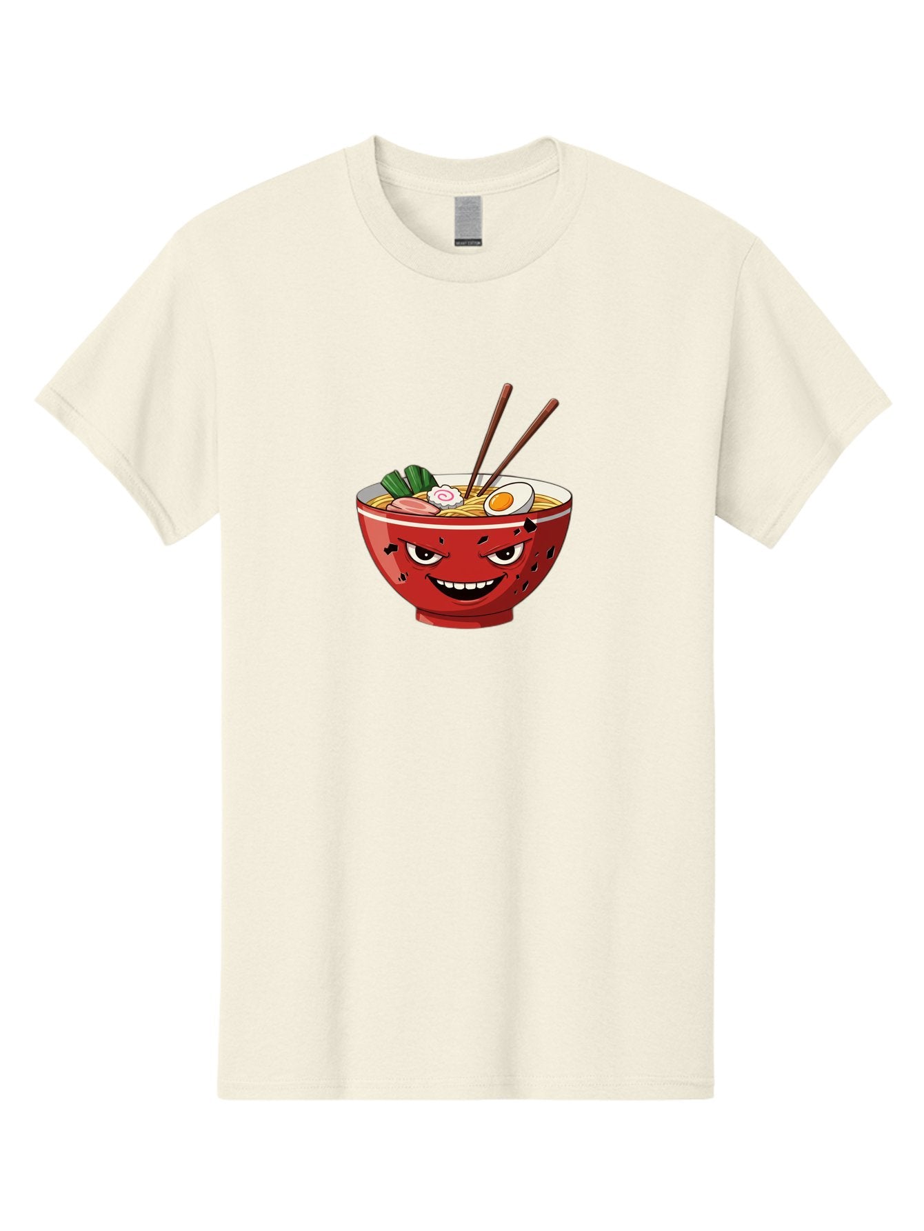 Ramen-Bowl-4 Men'S Graphic Tee, 100% Cotton, Comfortable Casual Summer Wear, Machine Washable, Ramen Bowl, Noodle Soup, Angry Face, Chopsticks, Boiled Egg, Sliced Pork, Green Onions, Cartoon Style, Kawaii, Japanese Cuisine, Comic Character Bab294 12