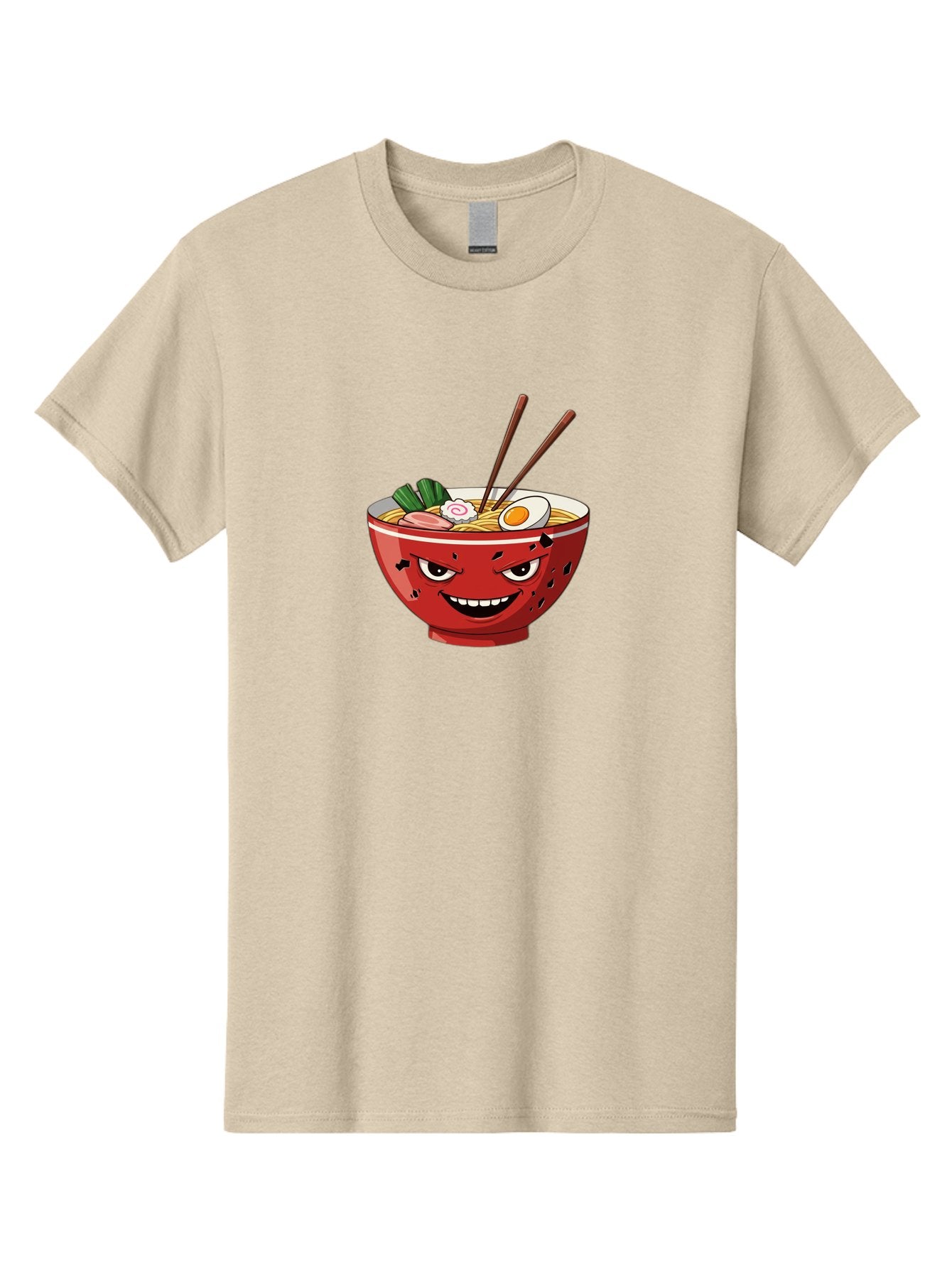Ramen-Bowl-4 Men'S Graphic Tee, 100% Cotton, Comfortable Casual Summer Wear, Machine Washable, Ramen Bowl, Noodle Soup, Angry Face, Chopsticks, Boiled Egg, Sliced Pork, Green Onions, Cartoon Style, Kawaii, Japanese Cuisine, Comic Character Bab294 15