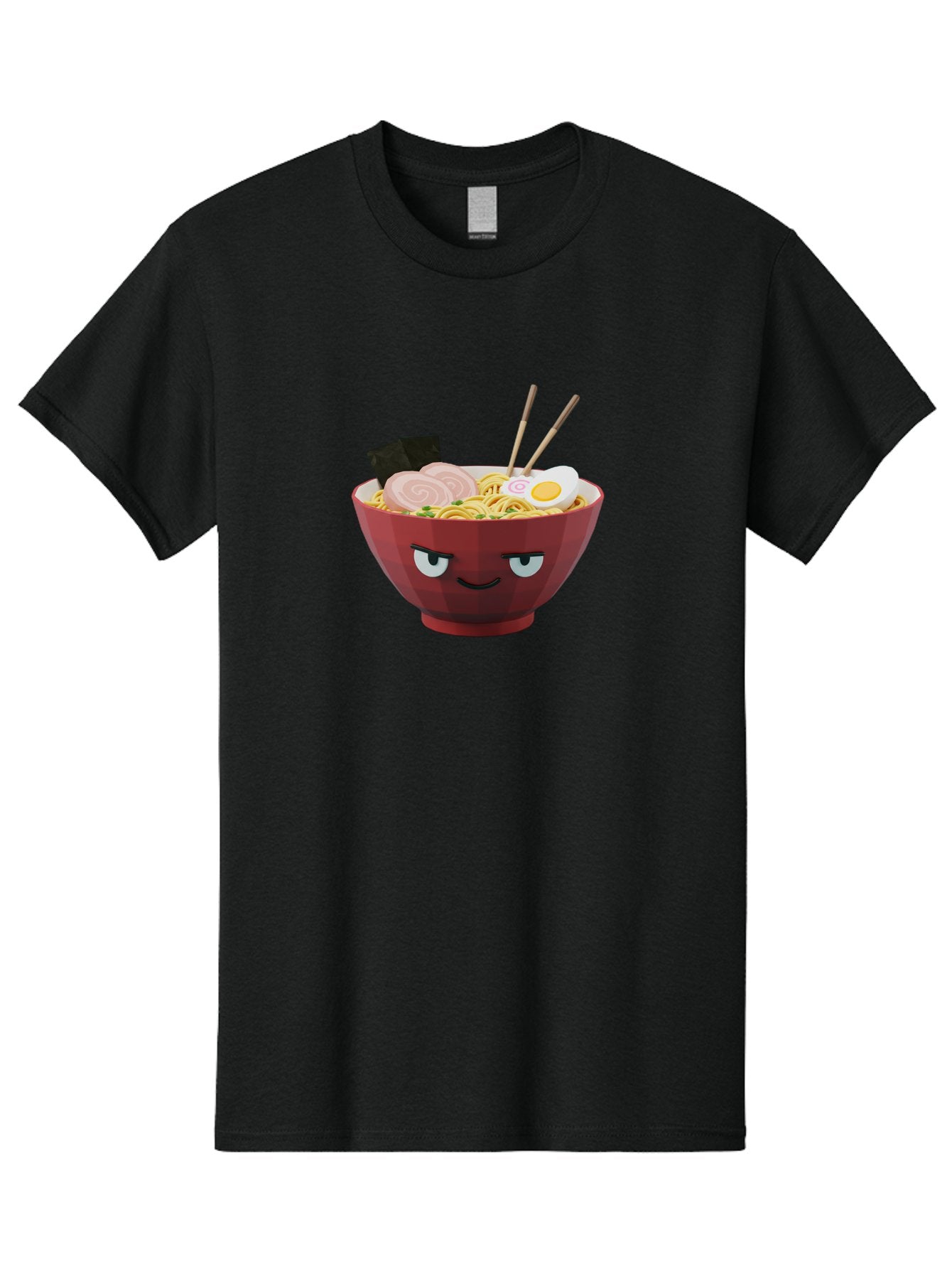 Ramen-Bowl-5 Men'S Graphic Tee, 100% Cotton, Comfortable Casual Summer Wear, Machine Washable, Cartoon Ramen Bowl, Angry Face, Ramen Noodles, Egg, Ham, Chopsticks, Japanese Food, Kawaii Style, Cartoon Character, Noodle Soup, Anime-Inspired Bab295 7