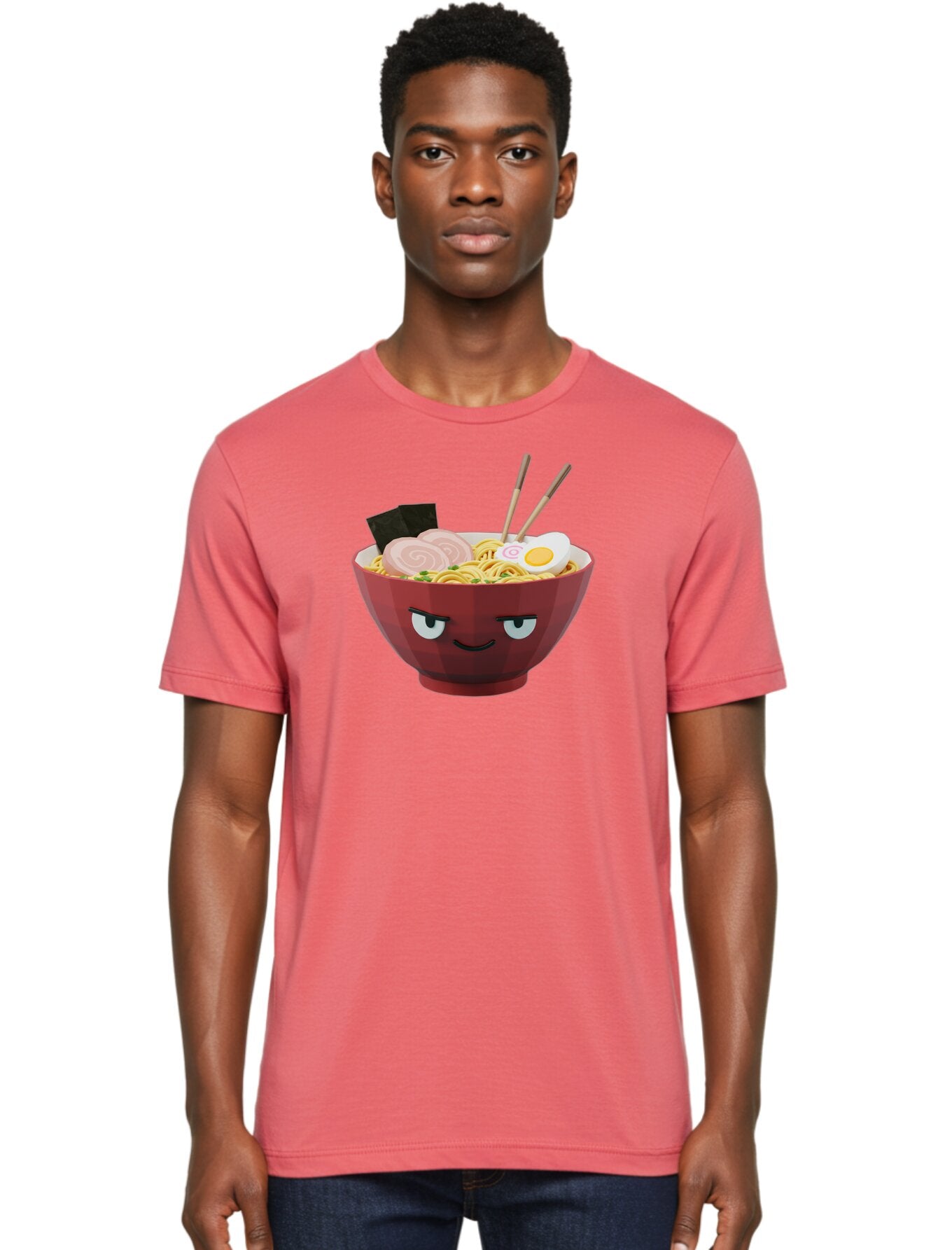 Ramen-Bowl-5 Men'S Graphic Tee, 100% Cotton, Comfortable Casual Summer Wear, Machine Washable, Cartoon Ramen Bowl, Angry Face, Ramen Noodles, Egg, Ham, Chopsticks, Japanese Food, Kawaii Style, Cartoon Character, Noodle Soup, Anime-Inspired Bab295 23