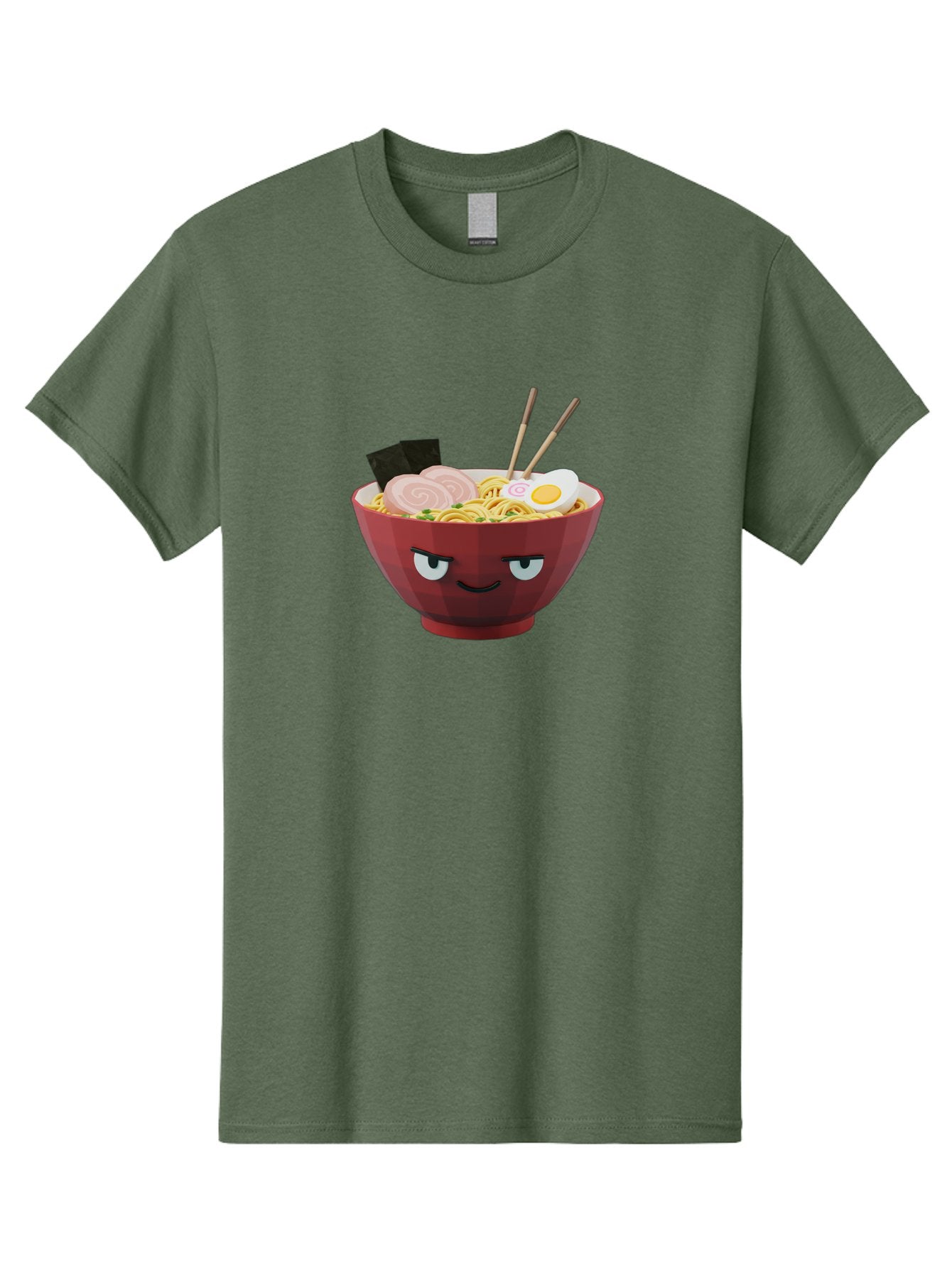 Ramen-Bowl-5 Men'S Graphic Tee, 100% Cotton, Comfortable Casual Summer Wear, Machine Washable, Cartoon Ramen Bowl, Angry Face, Ramen Noodles, Egg, Ham, Chopsticks, Japanese Food, Kawaii Style, Cartoon Character, Noodle Soup, Anime-Inspired Bab295 4