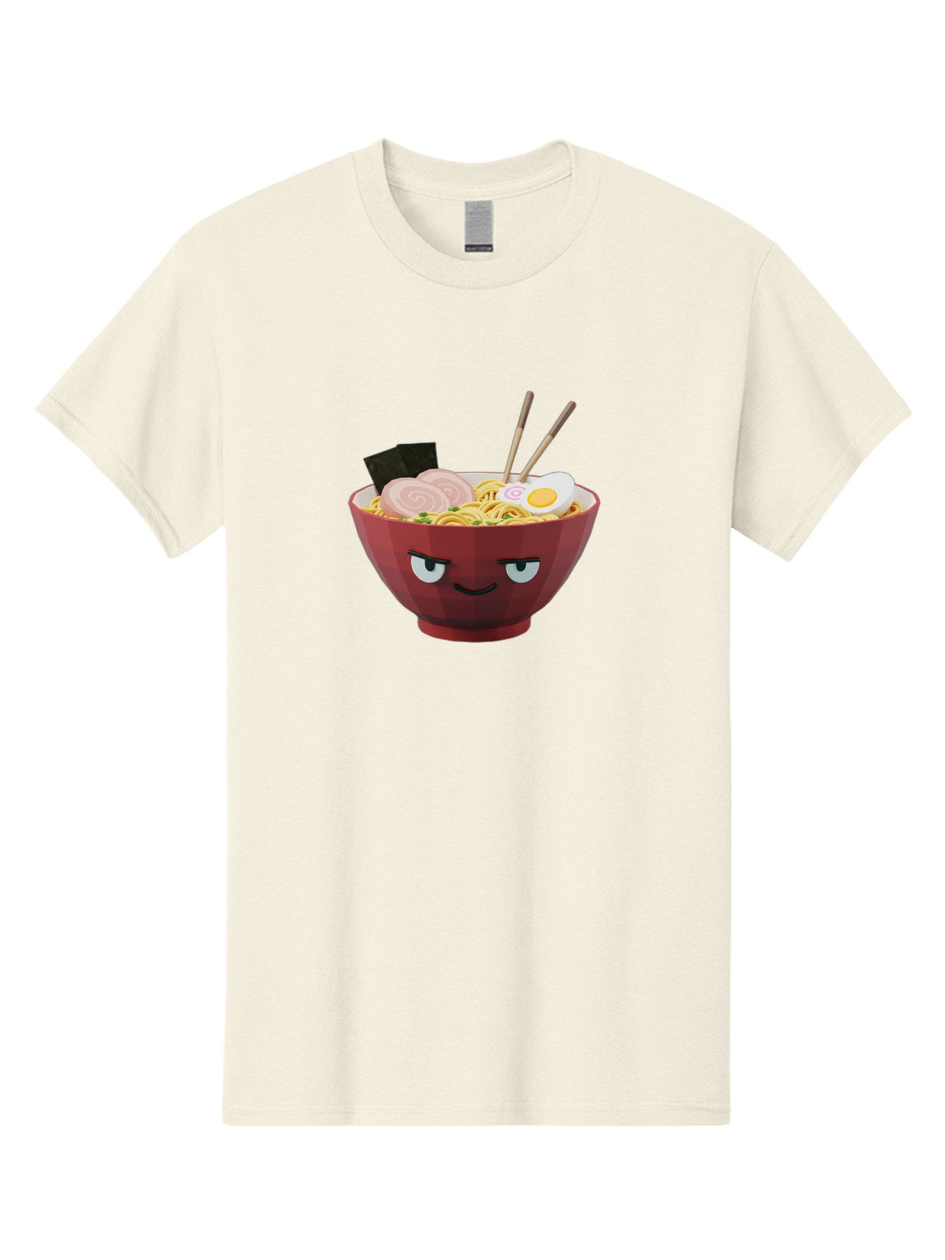 Ramen-Bowl-5 Men'S Graphic Tee, 100% Cotton, Comfortable Casual Summer Wear, Machine Washable, Cartoon Ramen Bowl, Angry Face, Ramen Noodles, Egg, Ham, Chopsticks, Japanese Food, Kawaii Style, Cartoon Character, Noodle Soup, Anime-Inspired Bab295 11