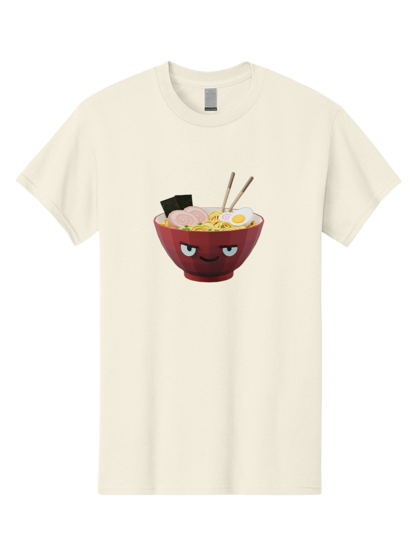 Ramen-Bowl-5 Men'S Graphic Tee, 100% Cotton, Comfortable Casual Summer Wear, Machine Washable, Cartoon Ramen Bowl, Angry Face, Ramen Noodles, Egg, Ham, Chopsticks, Japanese Food, Kawaii Style, Cartoon Character, Noodle Soup, Anime-Inspired Bab295 7