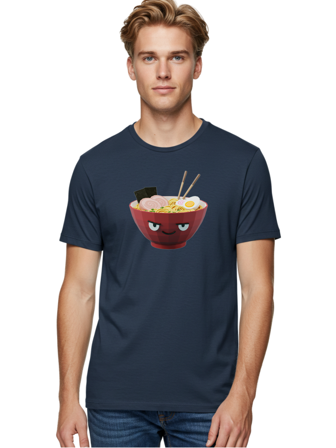 Ramen-Bowl-5 Men'S Graphic Tee, 100% Cotton, Comfortable Casual Summer Wear, Machine Washable, Cartoon Ramen Bowl, Angry Face, Ramen Noodles, Egg, Ham, Chopsticks, Japanese Food, Kawaii Style, Cartoon Character, Noodle Soup, Anime-Inspired Bab295 18