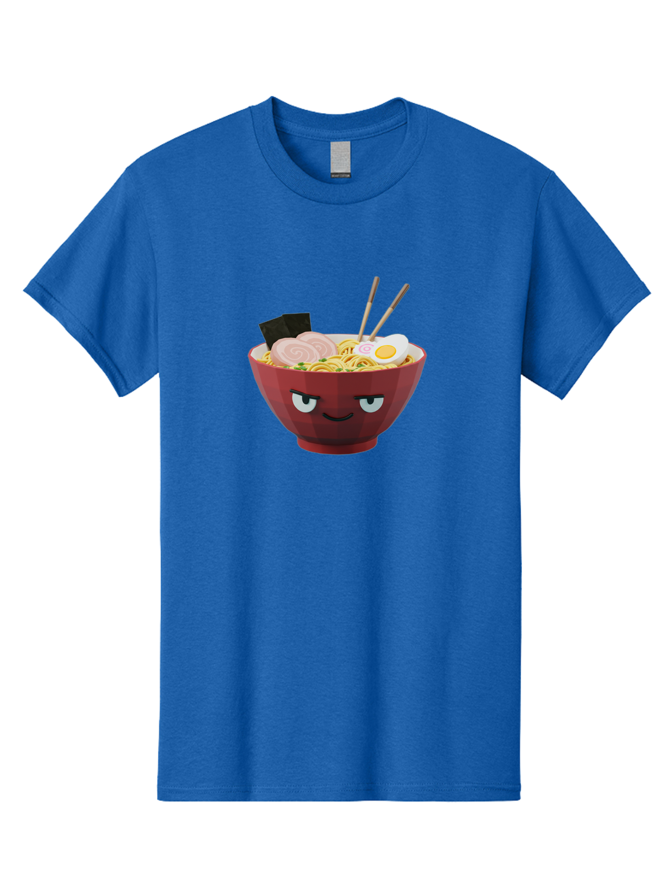 Ramen-Bowl-5 Men'S Graphic Tee, 100% Cotton, Comfortable Casual Summer Wear, Machine Washable, Cartoon Ramen Bowl, Angry Face, Ramen Noodles, Egg, Ham, Chopsticks, Japanese Food, Kawaii Style, Cartoon Character, Noodle Soup, Anime-Inspired Bab295 29