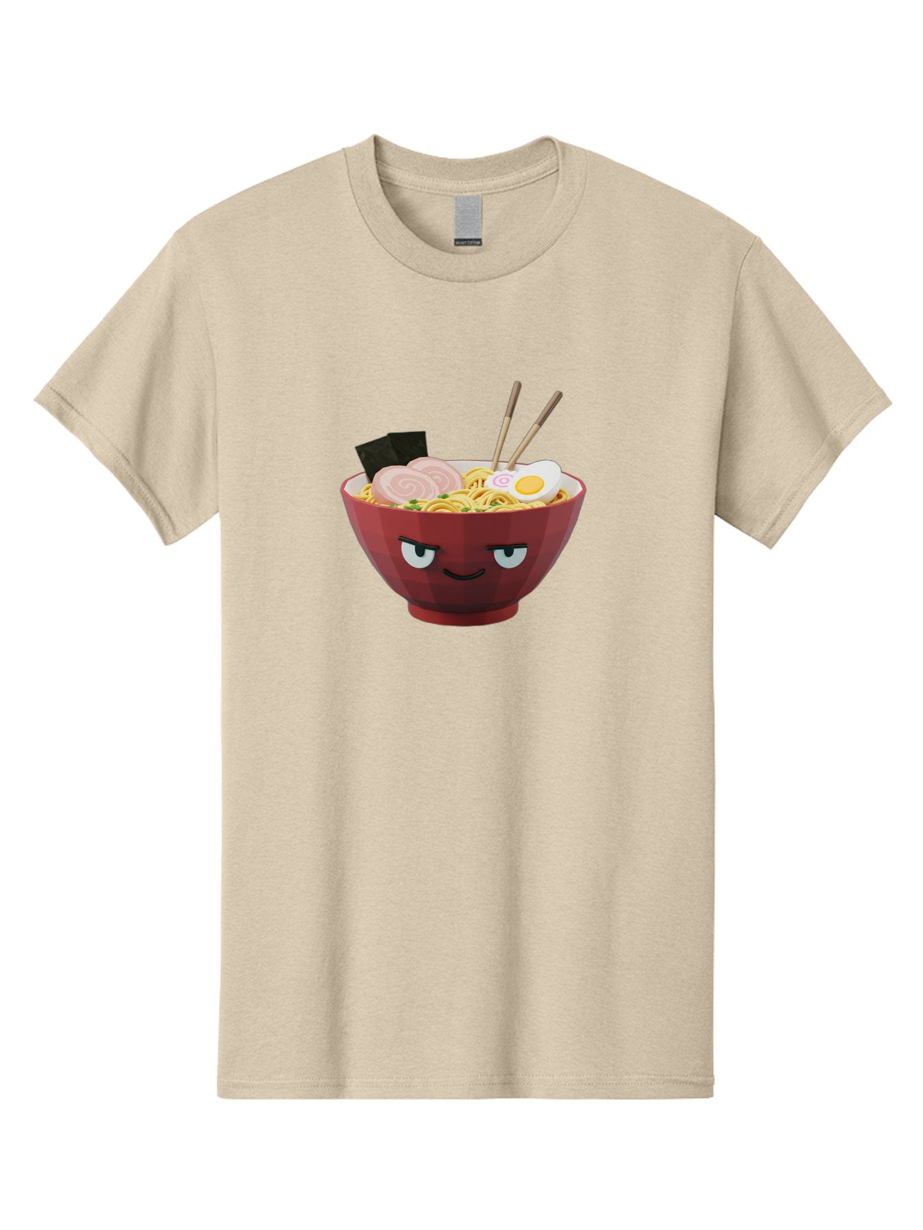 Ramen-Bowl-5 Men'S Graphic Tee, 100% Cotton, Comfortable Casual Summer Wear, Machine Washable, Cartoon Ramen Bowl, Angry Face, Ramen Noodles, Egg, Ham, Chopsticks, Japanese Food, Kawaii Style, Cartoon Character, Noodle Soup, Anime-Inspired Bab295 15