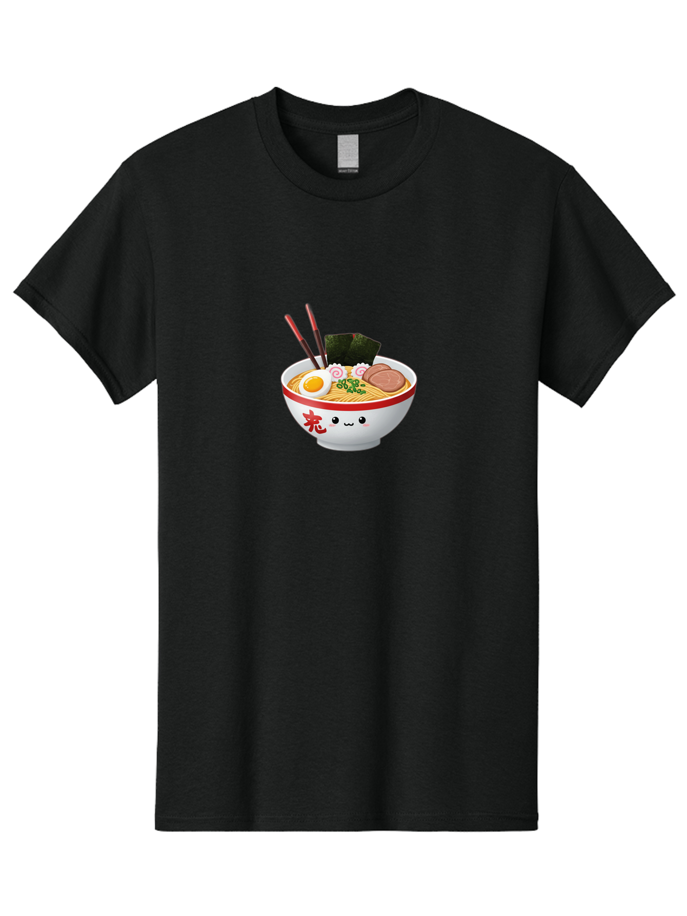 Ramen-Bowl-6 Men'S Graphic Tee, 100% Cotton, Comfortable Casual Summer Wear, Machine Washable, Bowl Of Ramen, Japanese Noodles, Boiled Egg, Green Onions, Seaweed, Sausage, Chopsticks, Anime Food, Kawaii, Cartoon Style, Food Illustration Bab296 3