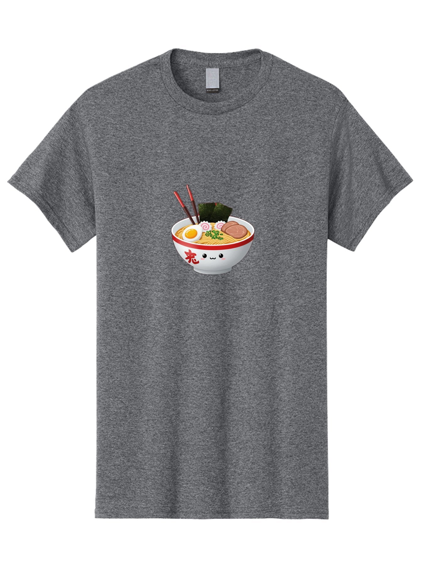 Ramen-Bowl-6 Men'S Graphic Tee, 100% Cotton, Comfortable Casual Summer Wear, Machine Washable, Bowl Of Ramen, Japanese Noodles, Boiled Egg, Green Onions, Seaweed, Sausage, Chopsticks, Anime Food, Kawaii, Cartoon Style, Food Illustration Bab296