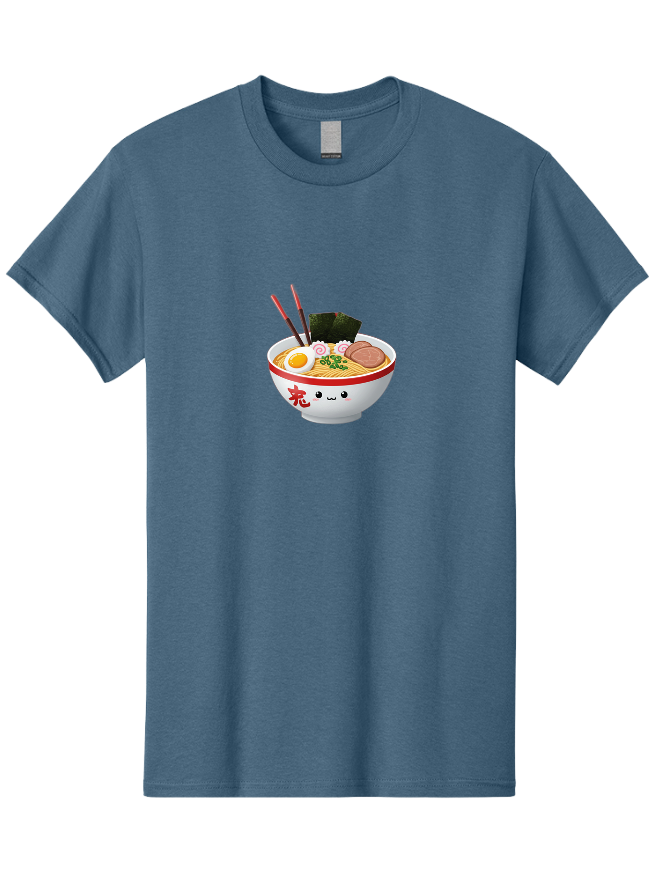 Ramen-Bowl-6 Men'S Graphic Tee, 100% Cotton, Comfortable Casual Summer Wear, Machine Washable, Bowl Of Ramen, Japanese Noodles, Boiled Egg, Green Onions, Seaweed, Sausage, Chopsticks, Anime Food, Kawaii, Cartoon Style, Food Illustration Bab296