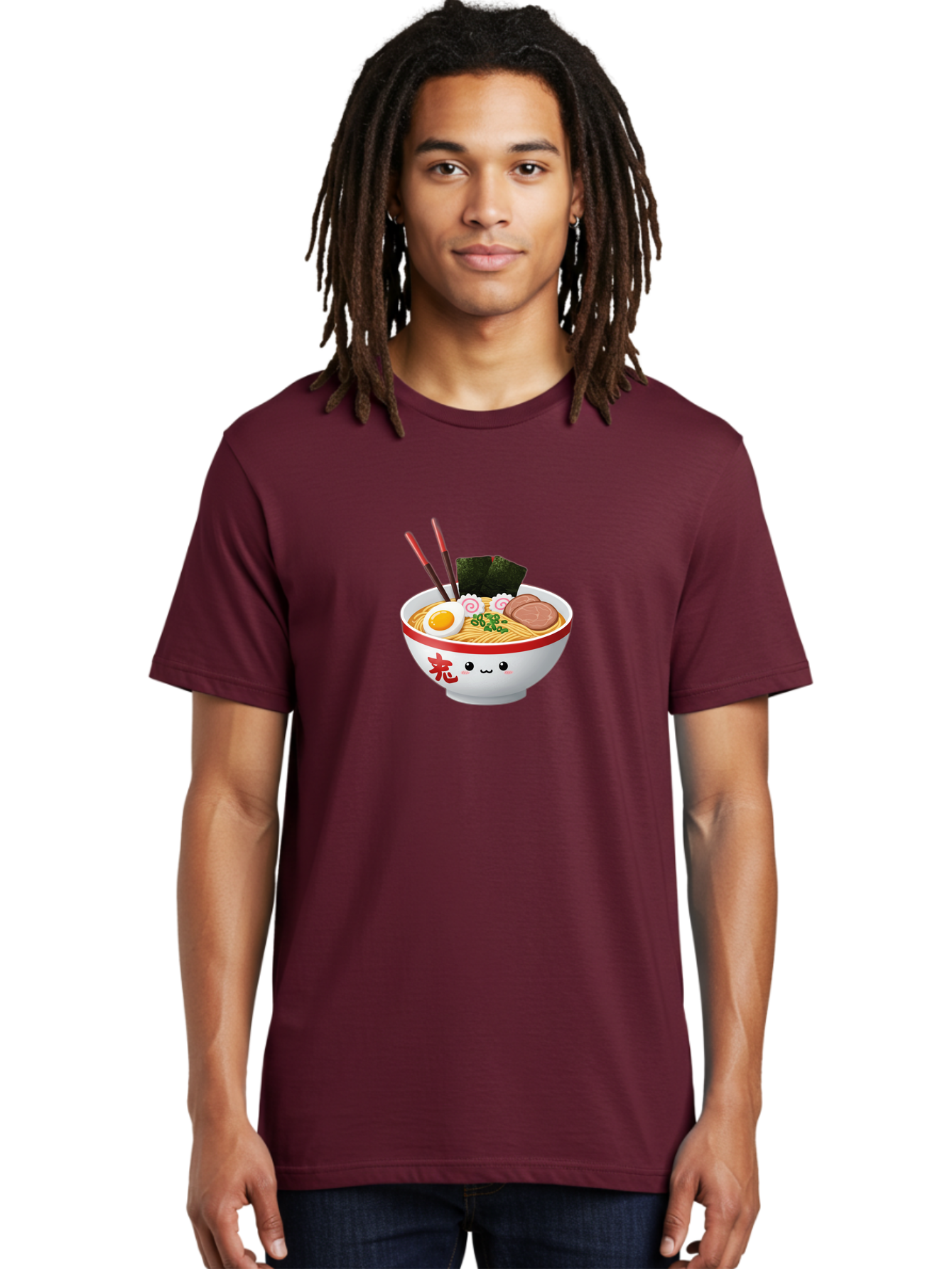 Ramen-Bowl-6 Men'S Graphic Tee, 100% Cotton, Comfortable Casual Summer Wear, Machine Washable, Bowl Of Ramen, Japanese Noodles, Boiled Egg, Green Onions, Seaweed, Sausage, Chopsticks, Anime Food, Kawaii, Cartoon Style, Food Illustration Bab296 26