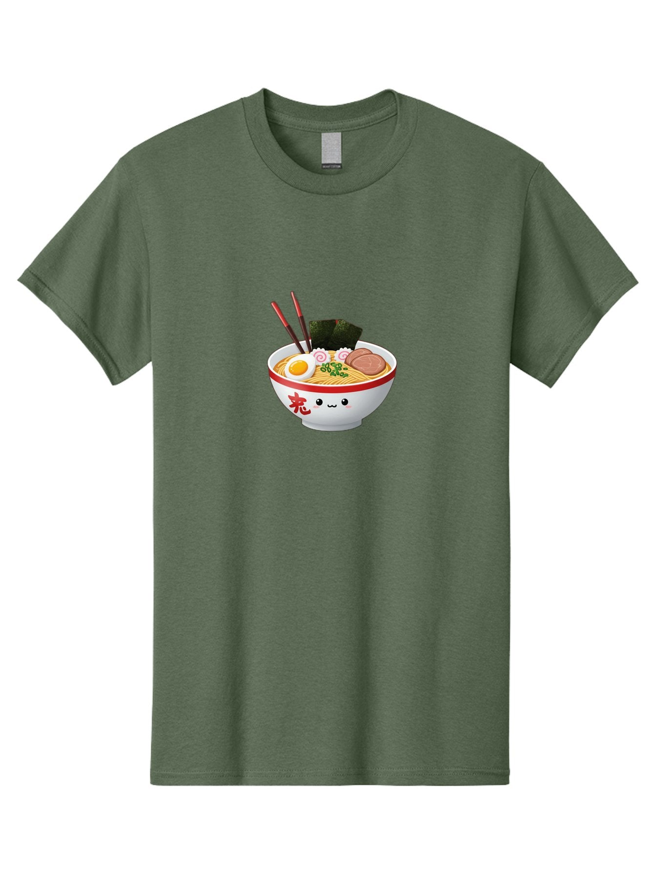 Ramen-Bowl-6 Men'S Graphic Tee, 100% Cotton, Comfortable Casual Summer Wear, Machine Washable, Bowl Of Ramen, Japanese Noodles, Boiled Egg, Green Onions, Seaweed, Sausage, Chopsticks, Anime Food, Kawaii, Cartoon Style, Food Illustration Bab296 8