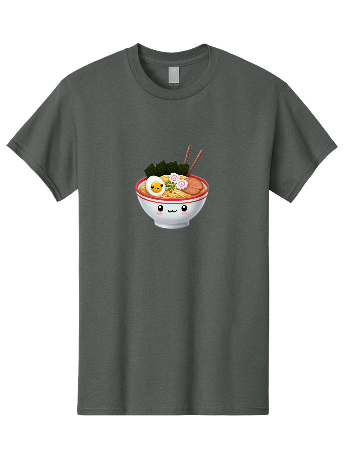 Ramen-Bowl-7 Men'S Graphic Tee, 100% Cotton, Comfortable Casual Summer Wear, Machine Washable, Ramen Noodles, Steaming Bowl, Egg, Seaweed, Narutomaki, Chopsticks, Happy Face, Cartoon Style, Japanese Cuisine, Kawaii Food, Noodle Soup, Bab297 19