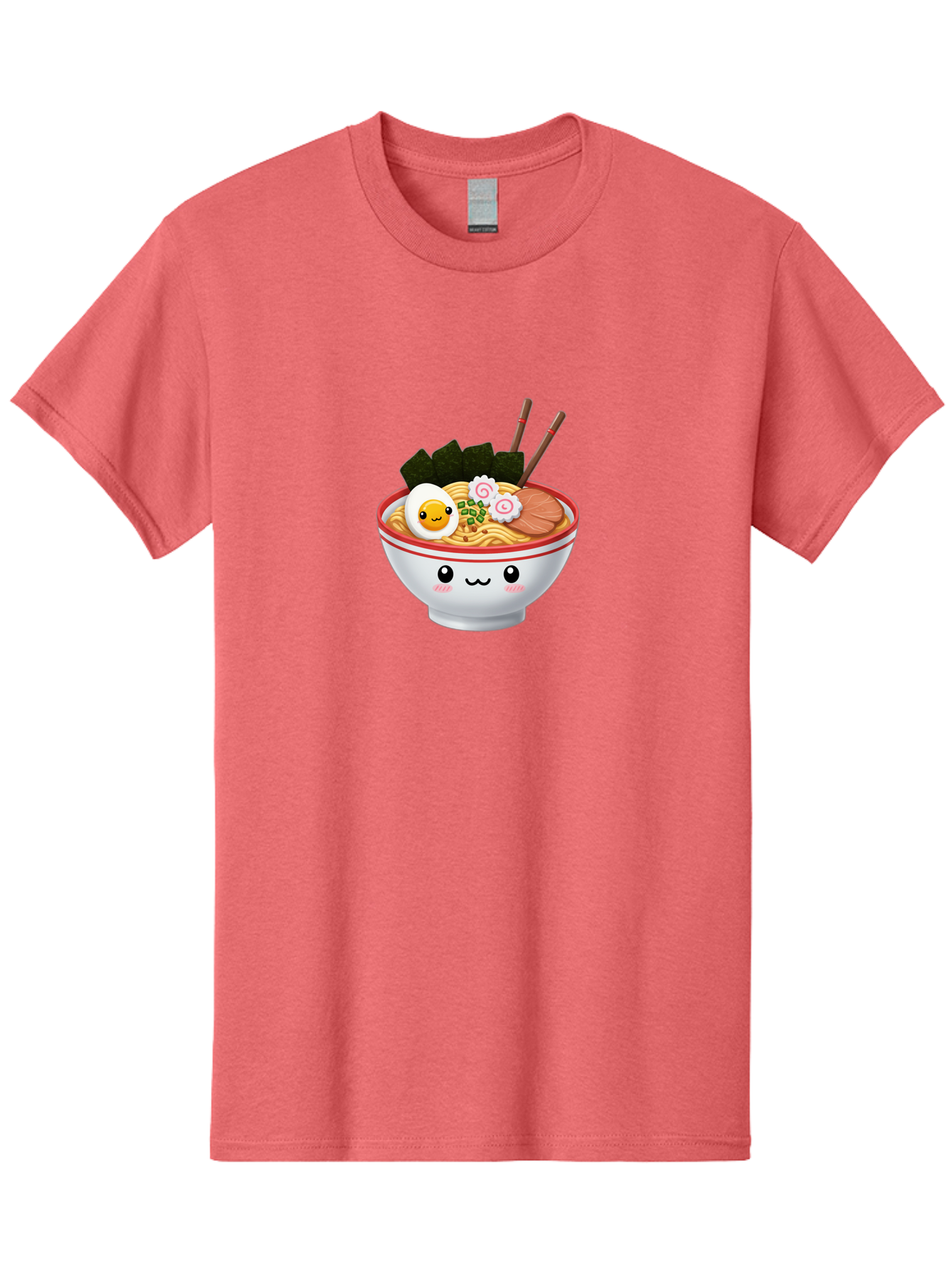 Ramen-Bowl-7 Men'S Graphic Tee, 100% Cotton, Comfortable Casual Summer Wear, Machine Washable, Ramen Noodles, Steaming Bowl, Egg, Seaweed, Narutomaki, Chopsticks, Happy Face, Cartoon Style, Japanese Cuisine, Kawaii Food, Noodle Soup, Bab297 11