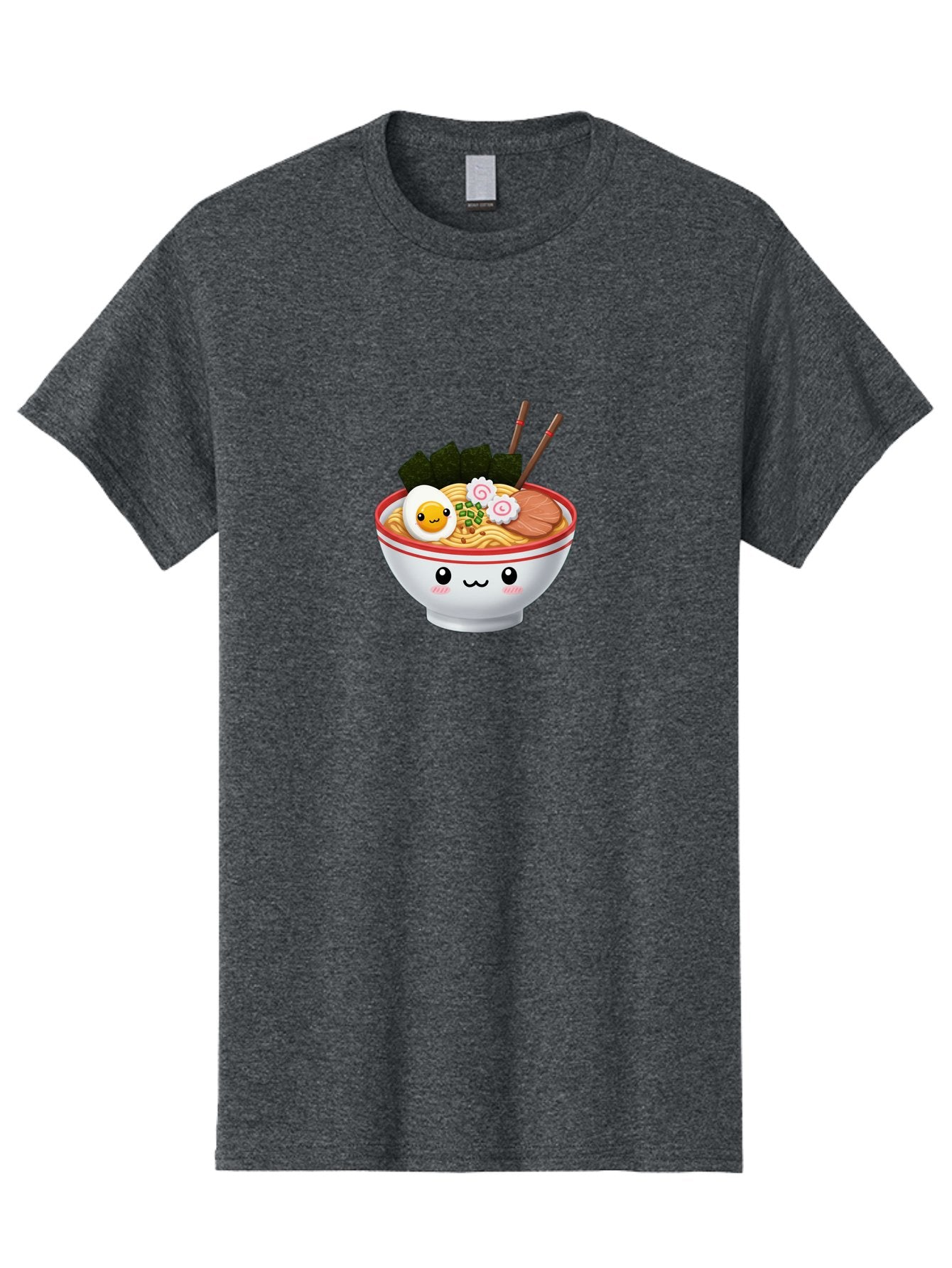 Ramen-Bowl-7 Men'S Graphic Tee, 100% Cotton, Comfortable Casual Summer Wear, Machine Washable, Ramen Noodles, Steaming Bowl, Egg, Seaweed, Narutomaki, Chopsticks, Happy Face, Cartoon Style, Japanese Cuisine, Kawaii Food, Noodle Soup, Bab297 3