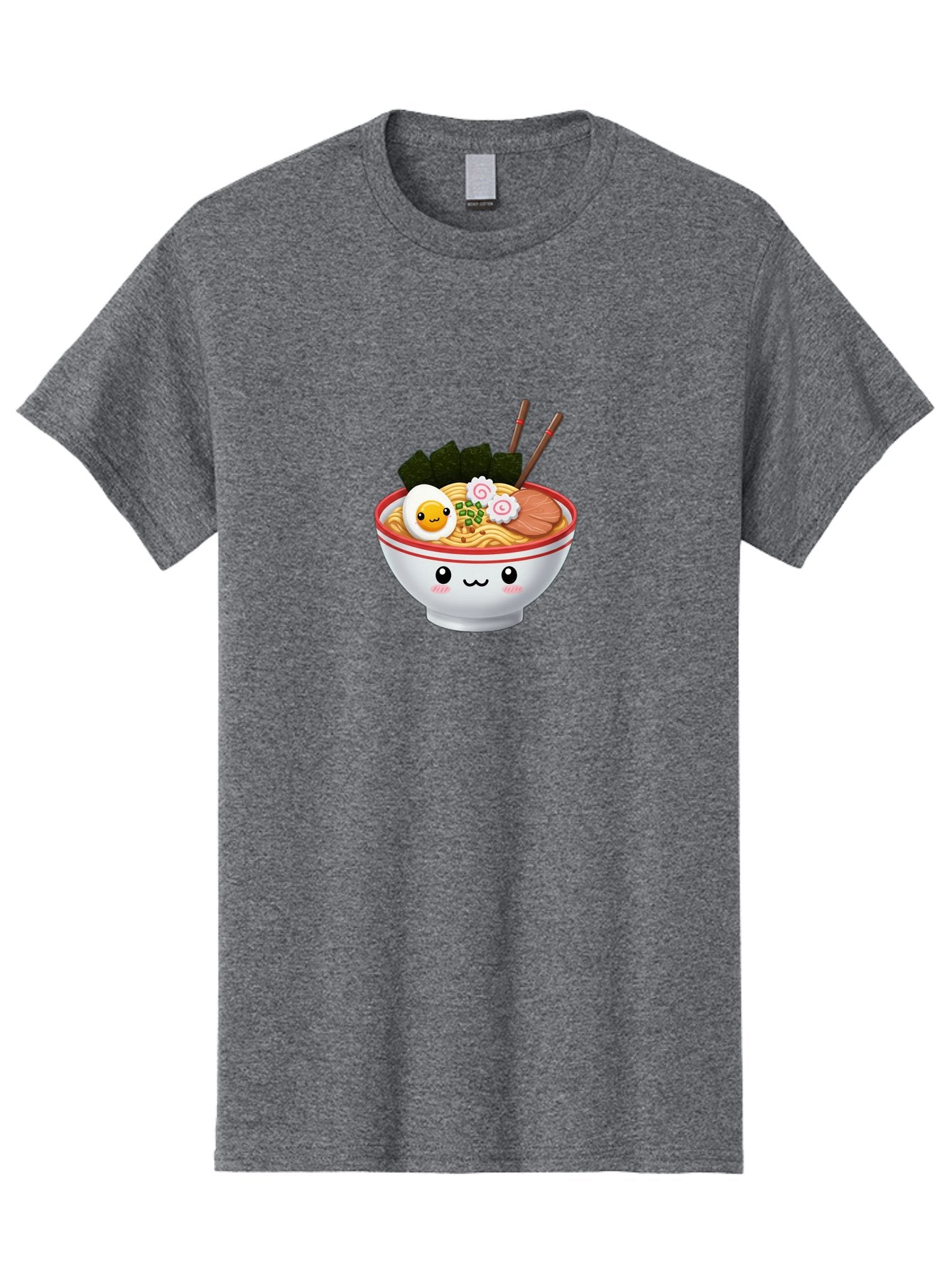 Ramen-Bowl-7 Men'S Graphic Tee, 100% Cotton, Comfortable Casual Summer Wear, Machine Washable, Ramen Noodles, Steaming Bowl, Egg, Seaweed, Narutomaki, Chopsticks, Happy Face, Cartoon Style, Japanese Cuisine, Kawaii Food, Noodle Soup, Bab297 6