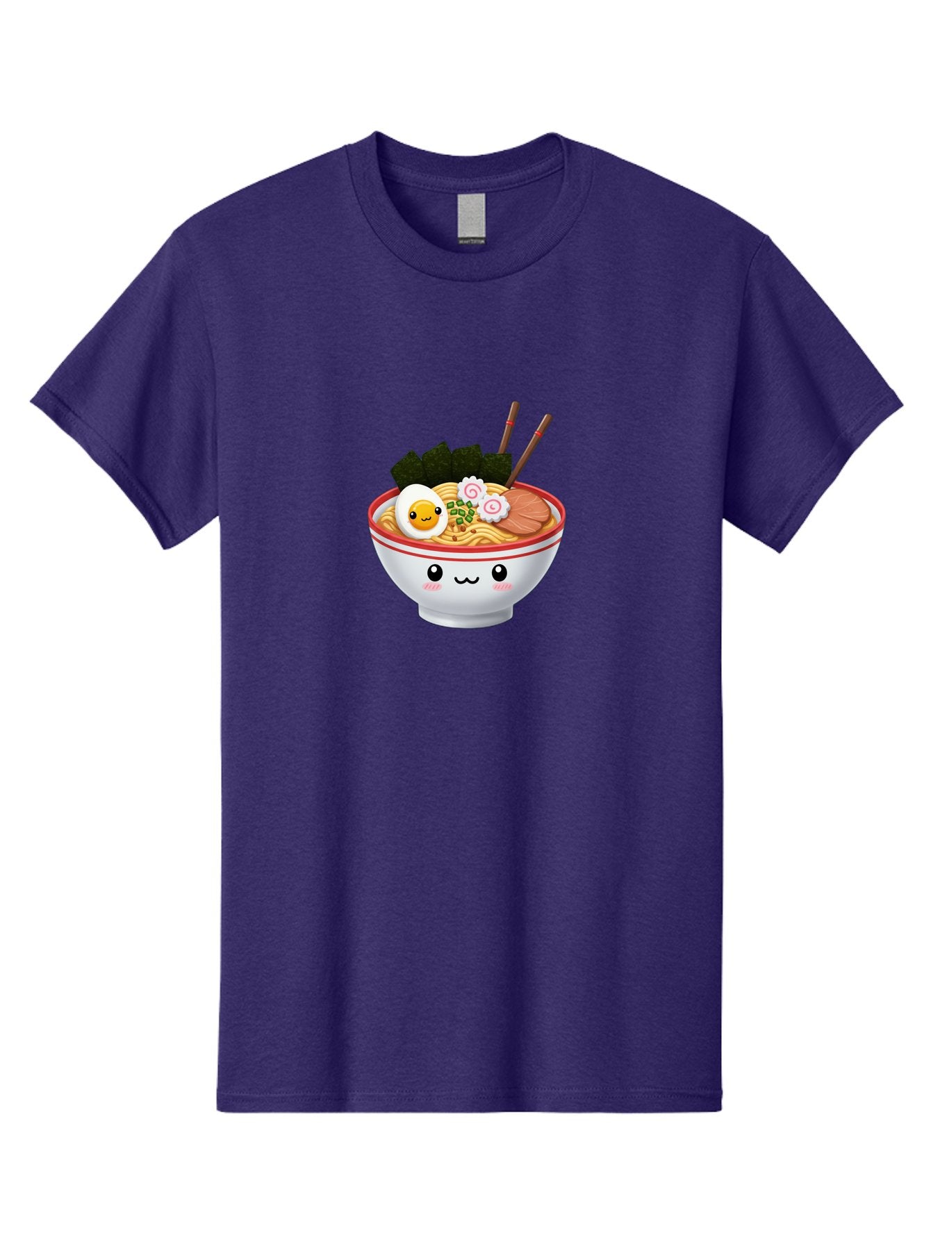 Ramen-Bowl-7 Men'S Graphic Tee, 100% Cotton, Comfortable Casual Summer Wear, Machine Washable, Ramen Noodles, Steaming Bowl, Egg, Seaweed, Narutomaki, Chopsticks, Happy Face, Cartoon Style, Japanese Cuisine, Kawaii Food, Noodle Soup, Bab297 13